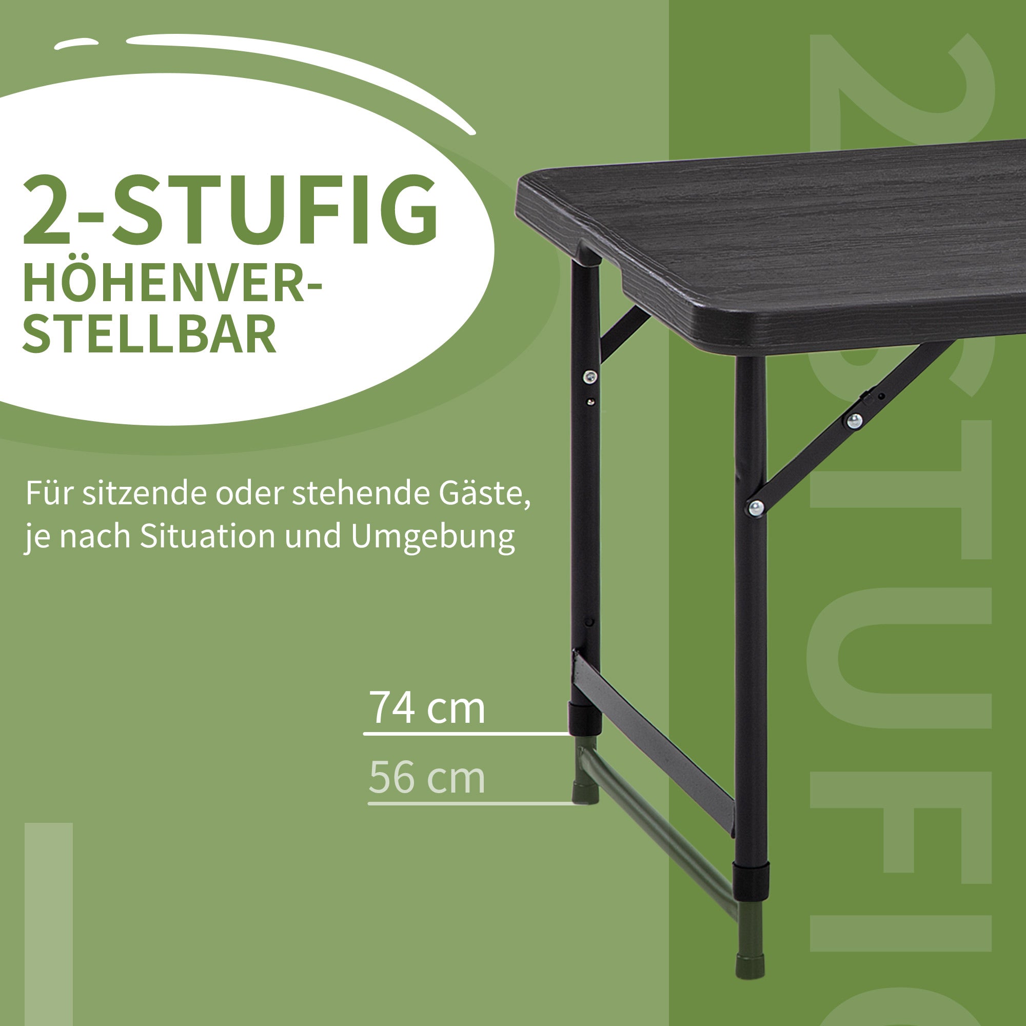 Folding Outdoor Table Plastic 118 x 60 x 74 cm Weatherproof Folding Table, Non-Slip Buffet Table Camping Table Balcony Table Patio Table Outdoor Dining Table for Garden, Patio, Balcony Black