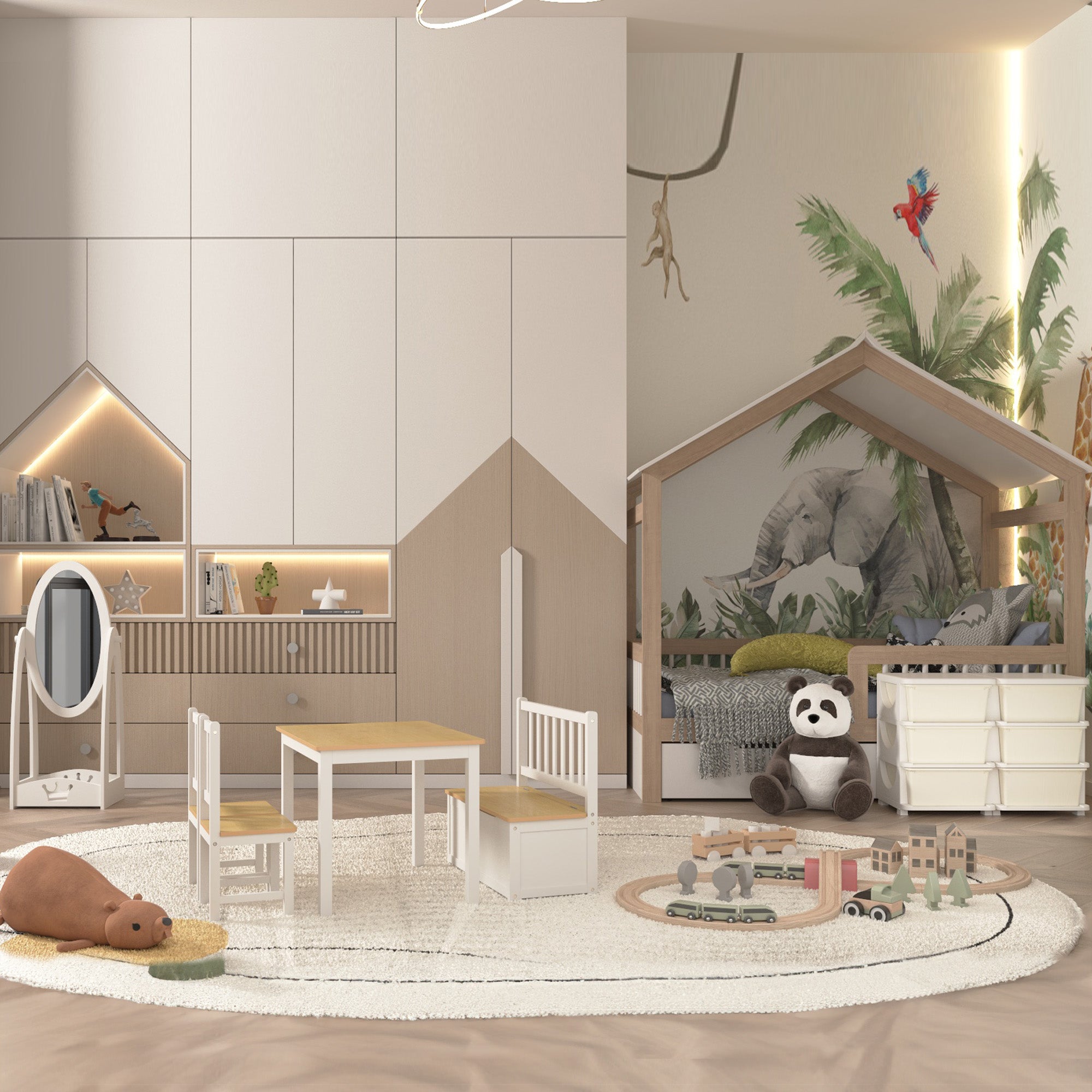 Drawer Cabinet for Kids with Storage Space Storage Boxes Toy Organizer Toy Box Six Levels for Kids' Room 3-6 Years Children's Furniture Cream White 75 x 37 x 56.5 cm