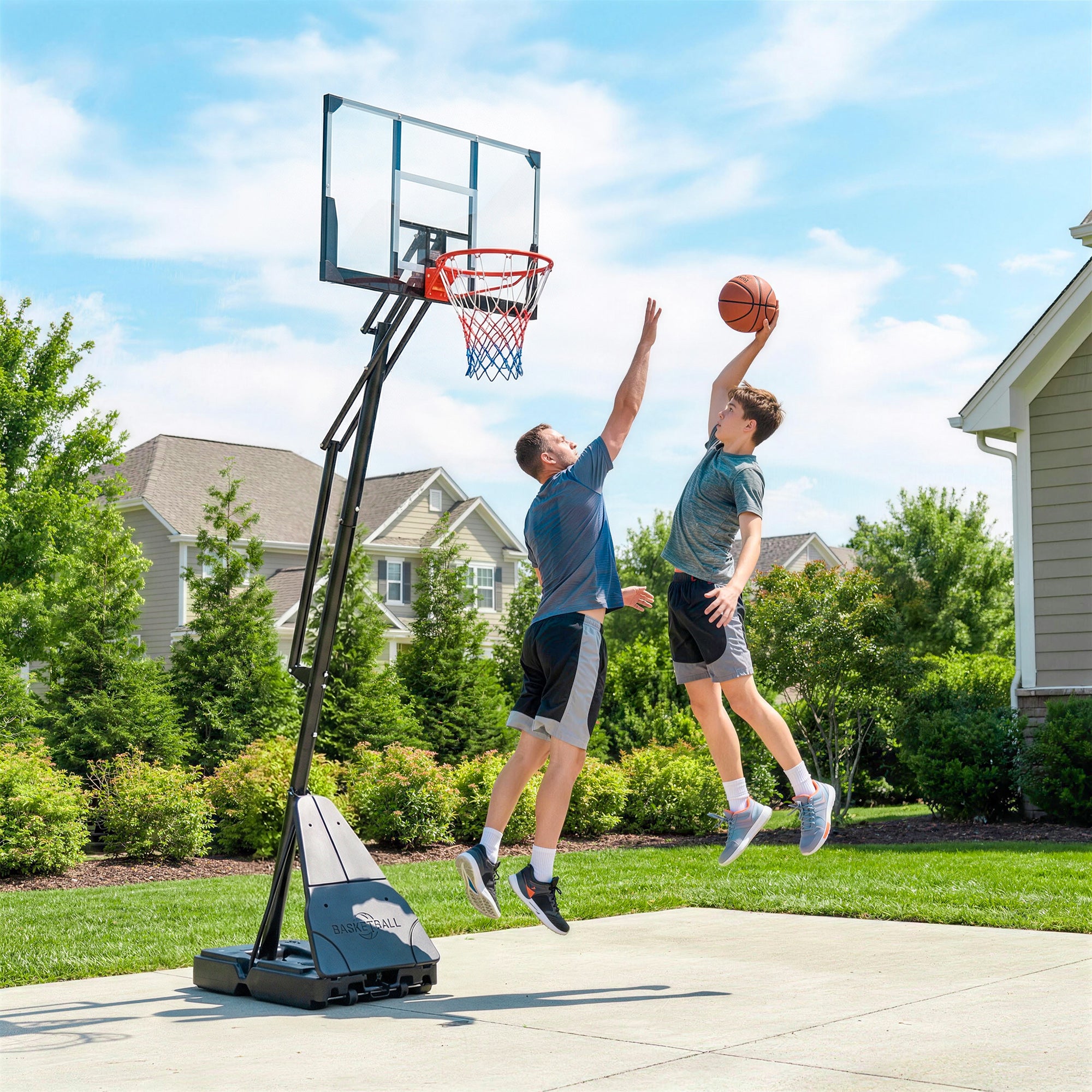 SPORTNOW Portable Outdoor Basketball Hoop — Adjustable Height 2.45–3.05 m (8.0–10.0 ft), Wheels, Fillable Base, Shatterproof Backboard & Ball-Return — For Teens & Adults