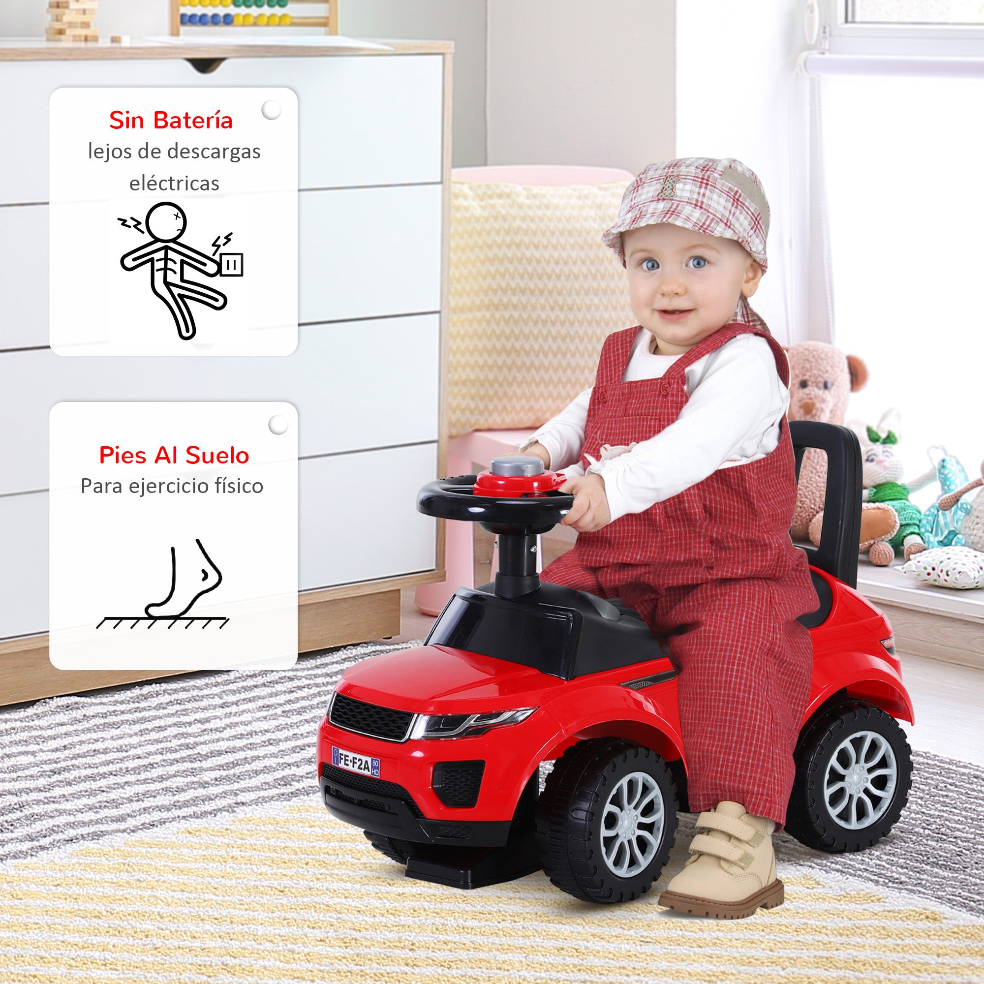 Quad Ride-On Toy Car for Baby, No Pedal Children's Car Walker Racing Style with Speaker 62x28x41.5cm