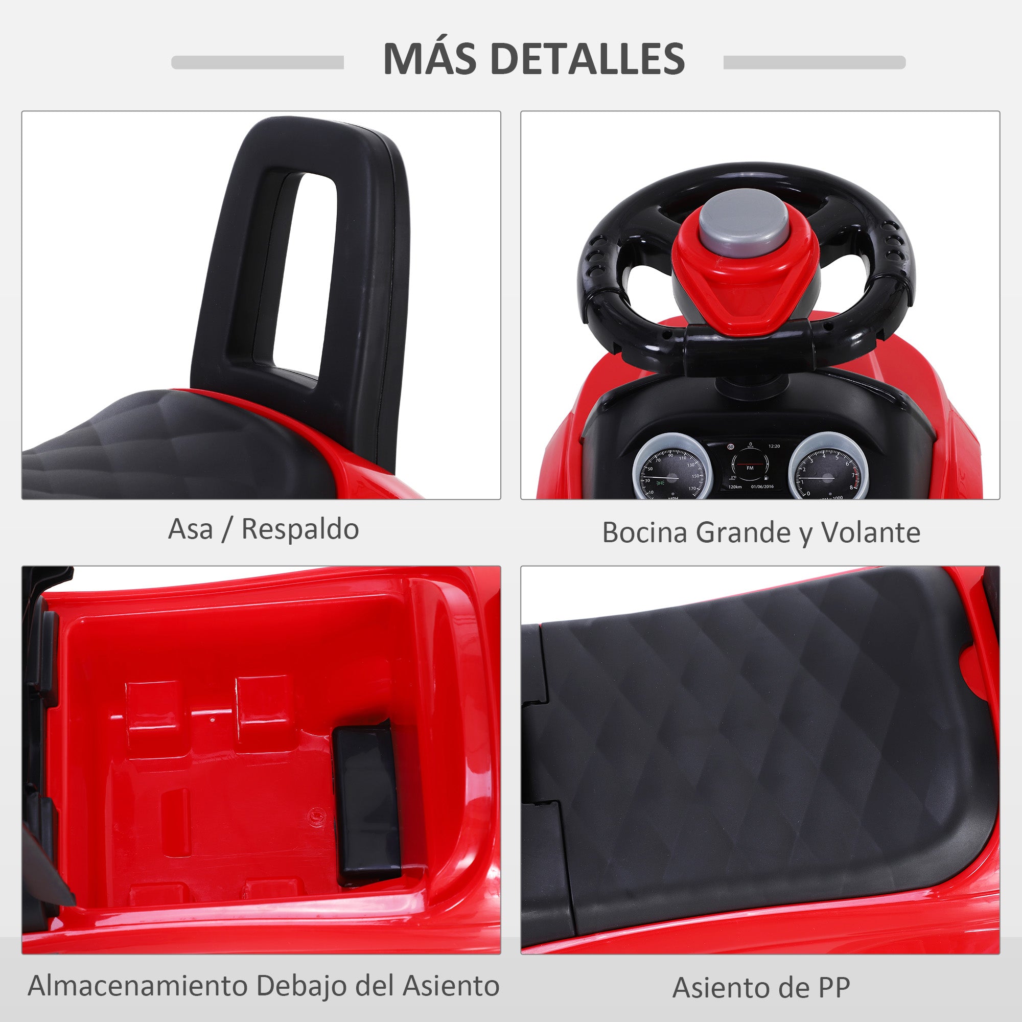 Quad Ride-On Toy Car for Baby, No Pedal Children's Car Walker Racing Style with Speaker 62x28x41.5cm