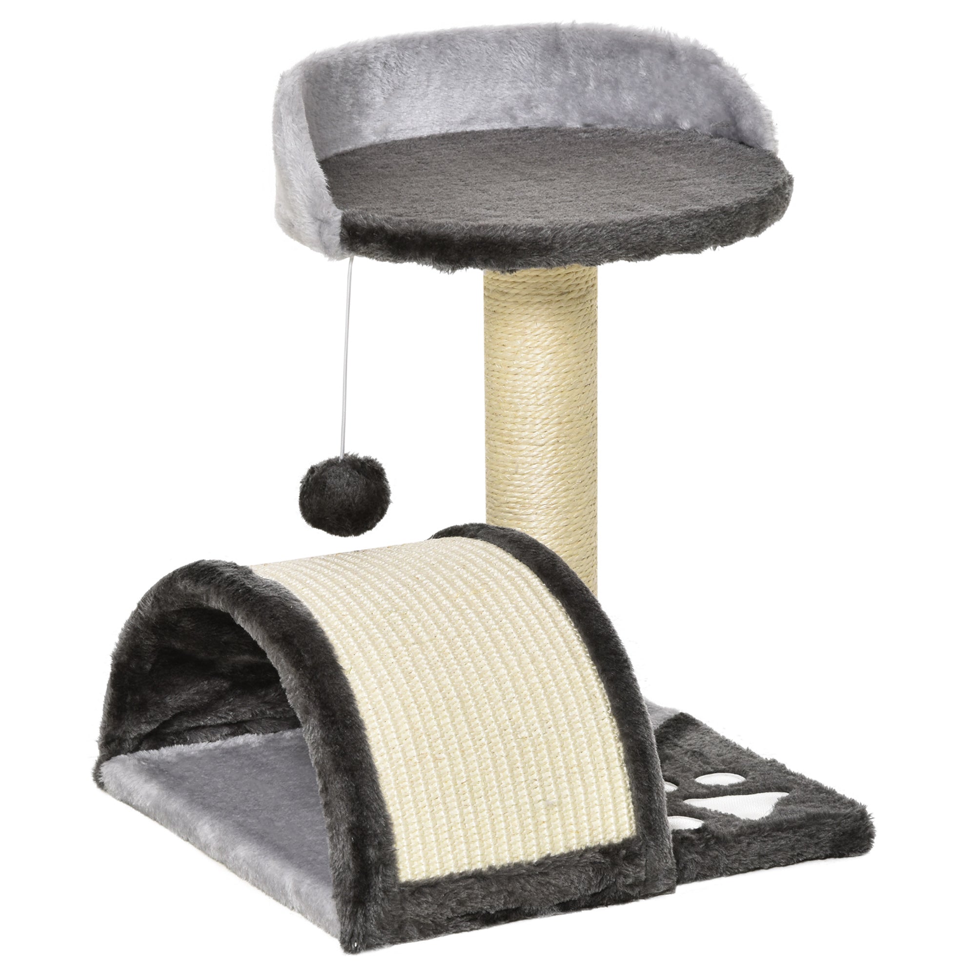 Cat Tree Scratching Post with Play Balls Cat Scratching Tree Sisal Rope Scratching Posts in Gray 35.5 x 37 x 46 cm