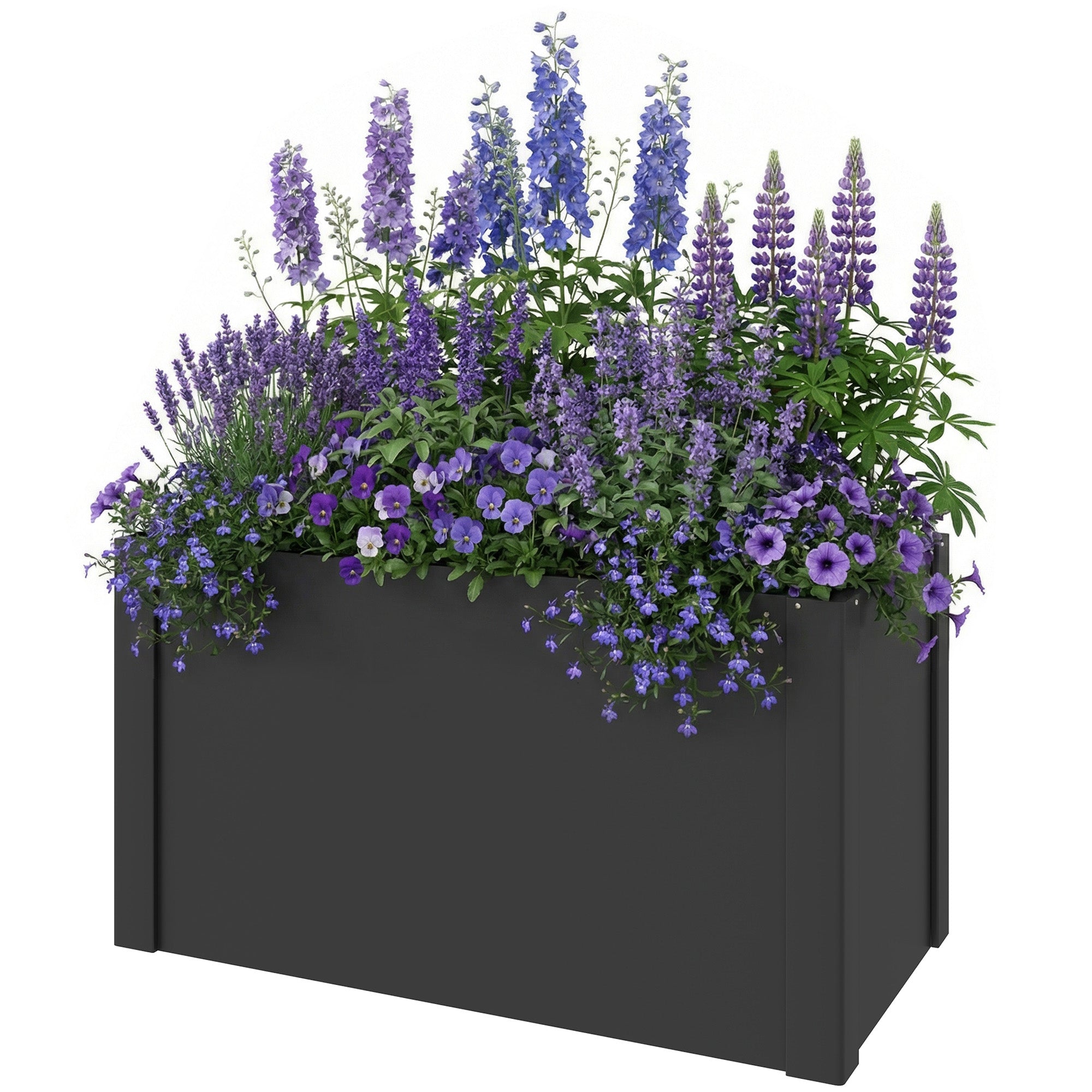 Galvanized Steel Raised Garden Bed 40.2" x 20.5" x 21.7" with Gloves — Open-Bottom, Weatherproof Planter for Garden & Balcony, Black