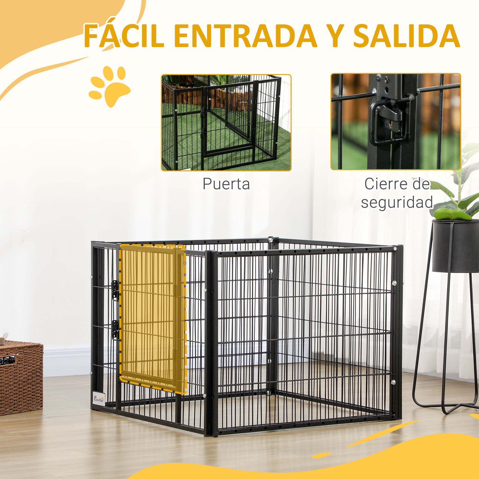 6 Panel Dog Playpen Dog Fence with Adjustable Width Steel Frame 82.5-150x79x61 cm Black