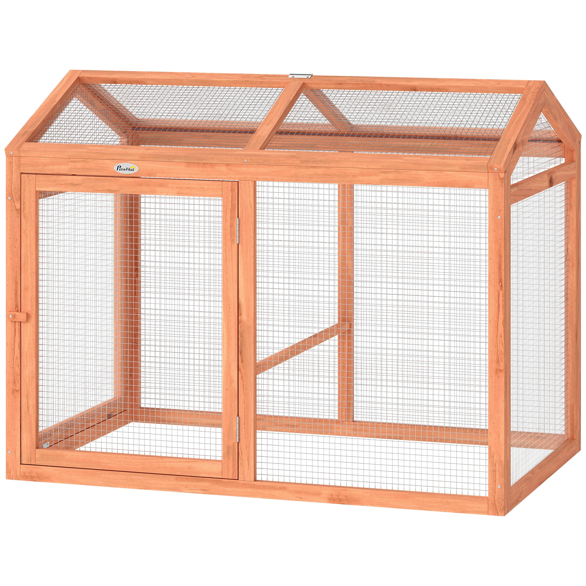 Wooden Chicken Run, 41 x 27.8 x 33.1 in, Roost & Double Doors, Wood & Metal Chicken Cage for 2 Chickens – Orange