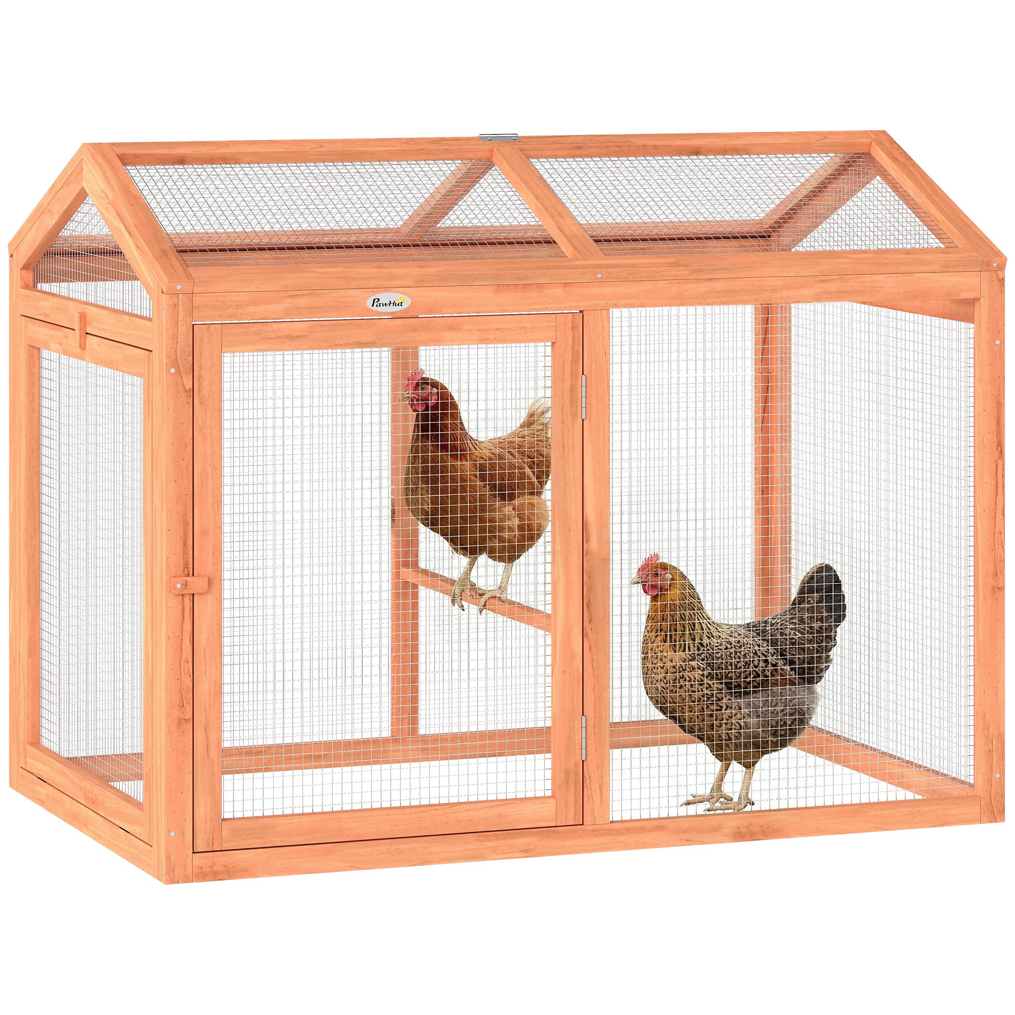 Wooden Chicken Run, 41 x 27.8 x 33.1 in, Roost & Double Doors, Wood & Metal Chicken Cage for 2 Chickens – Orange