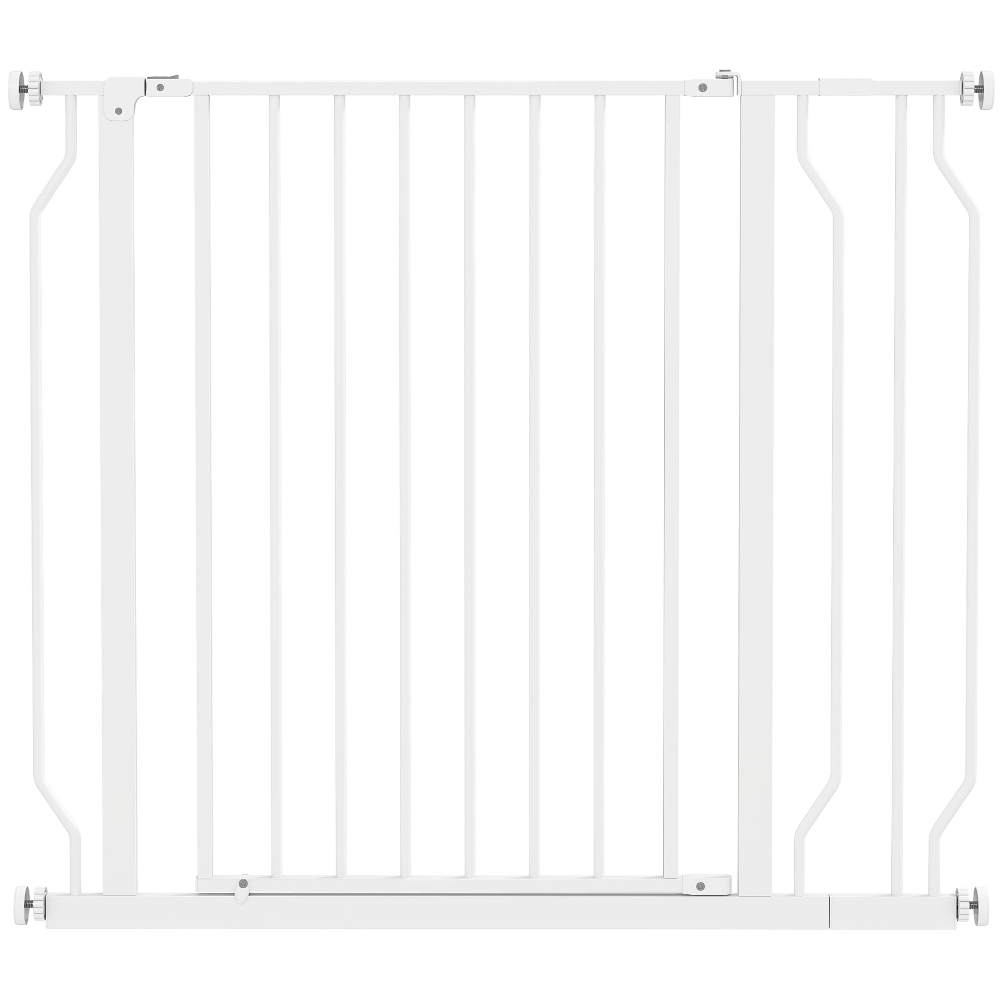 Door Guard Stair Protection Gate with 10 cm Extension Door Barrier without Drilling Stair Gate for Widths 75-95 cm Swivelable on Both Sides Steel White