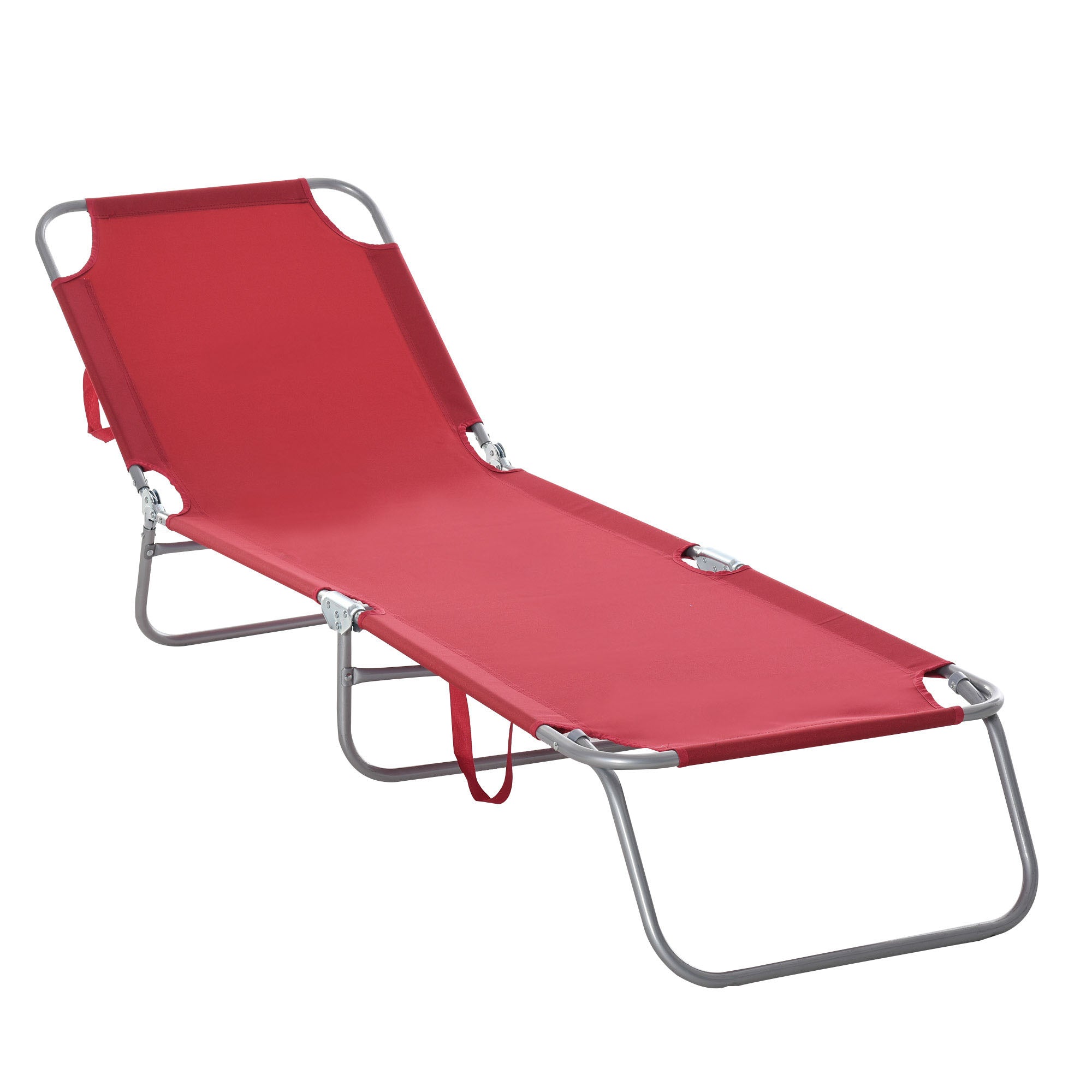 Foldable Sun Lounger Garden Lounger, Lounger Chair with 5-Position Adjustable Backrest, Weatherproof Camping Lounger, Garden Chair up to 120 kg load capacity, for Garden Holiday Outdoor Beach Pool, Burgundy
