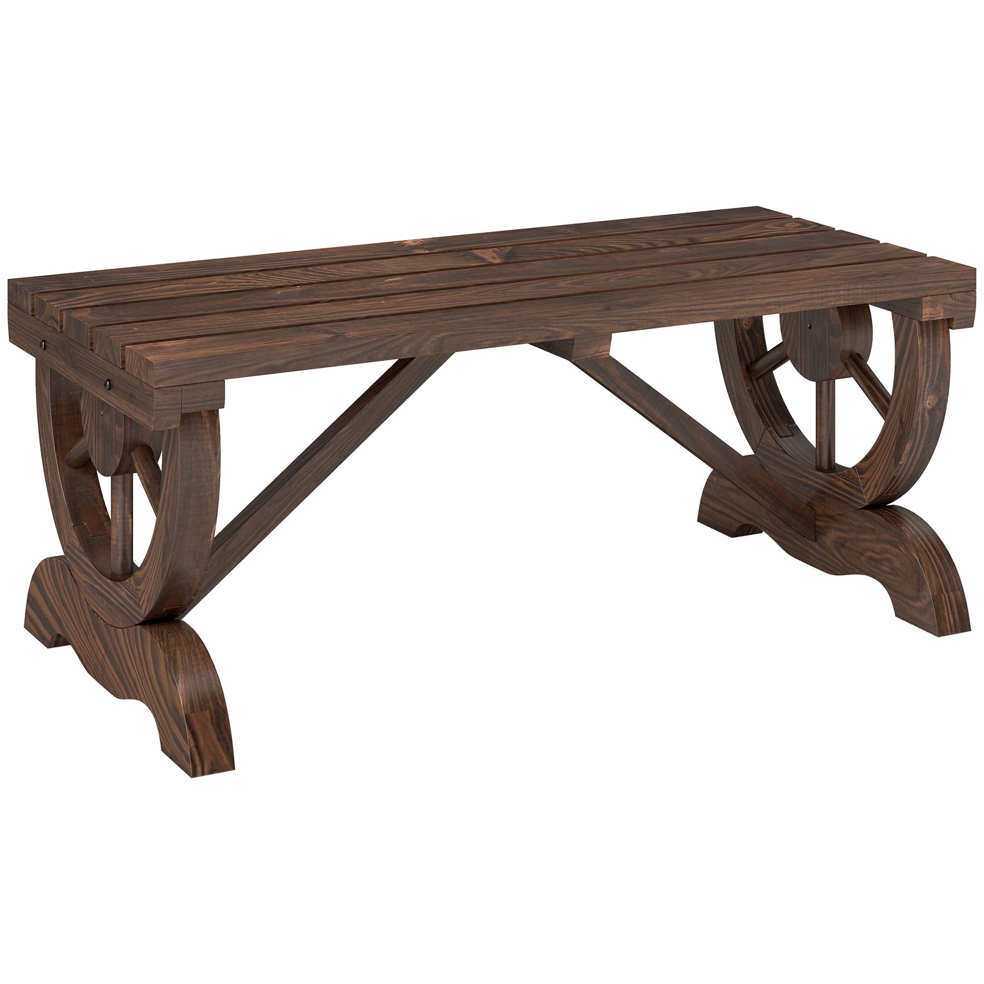 Wooden Garden Bench Weatherproof Bench Outdoor Furniture Rustic Bench Natural 98 x 50 x 39.5 cm