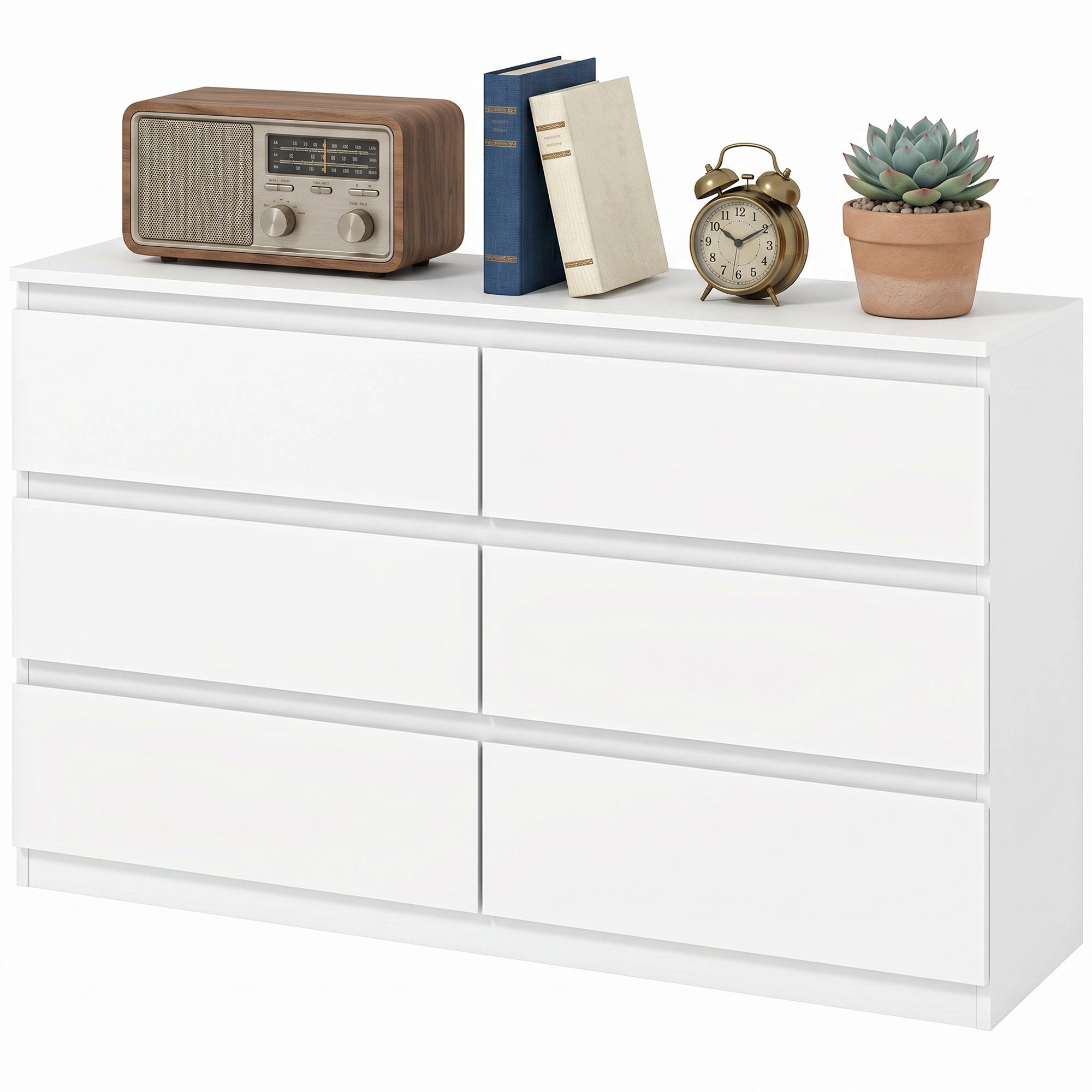 3-Drawer Dresser Sideboard, Modern Handleless Chest for Living Room, Bedroom & Hallway - White (112 x 34 x 75 cm / 44.1 x 13.4 x 29.5 in)