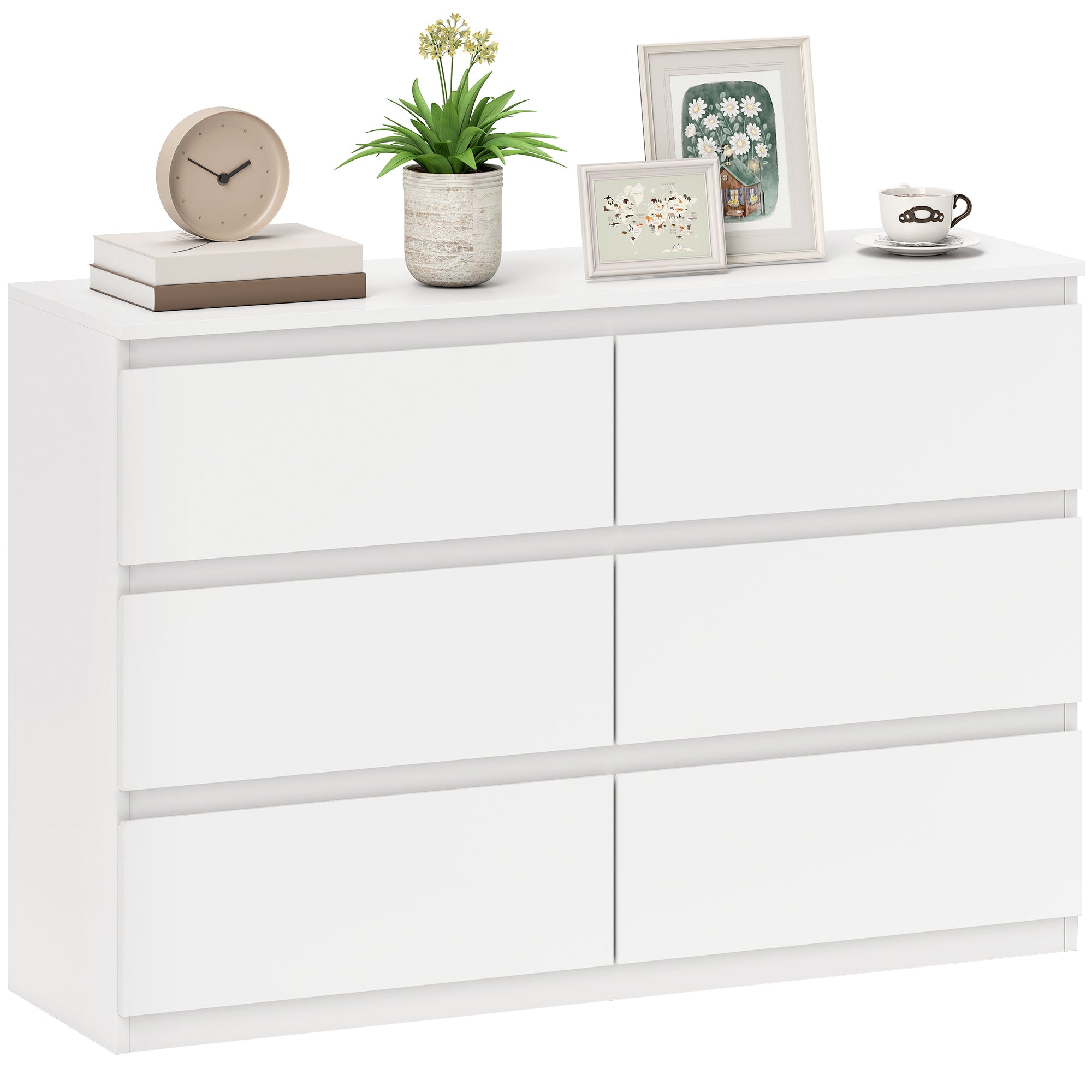 3-Drawer Dresser Sideboard, Modern Handleless Chest for Living Room, Bedroom & Hallway - White (112 x 34 x 75 cm / 44.1 x 13.4 x 29.5 in)