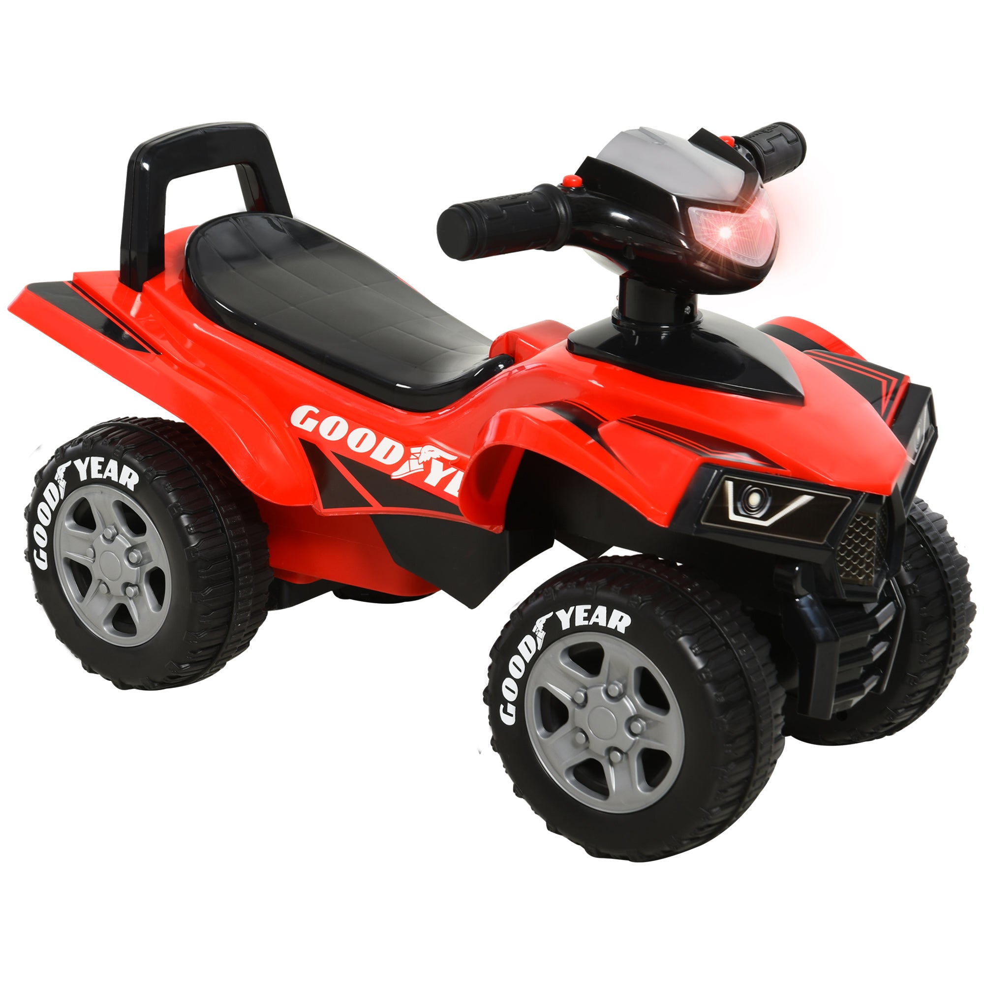 Kids' Pedal-Free Quad for Children Ages 18-36 Months ATV with Lights, Horn, and Secret Storage Space 60x31x42 cm Red