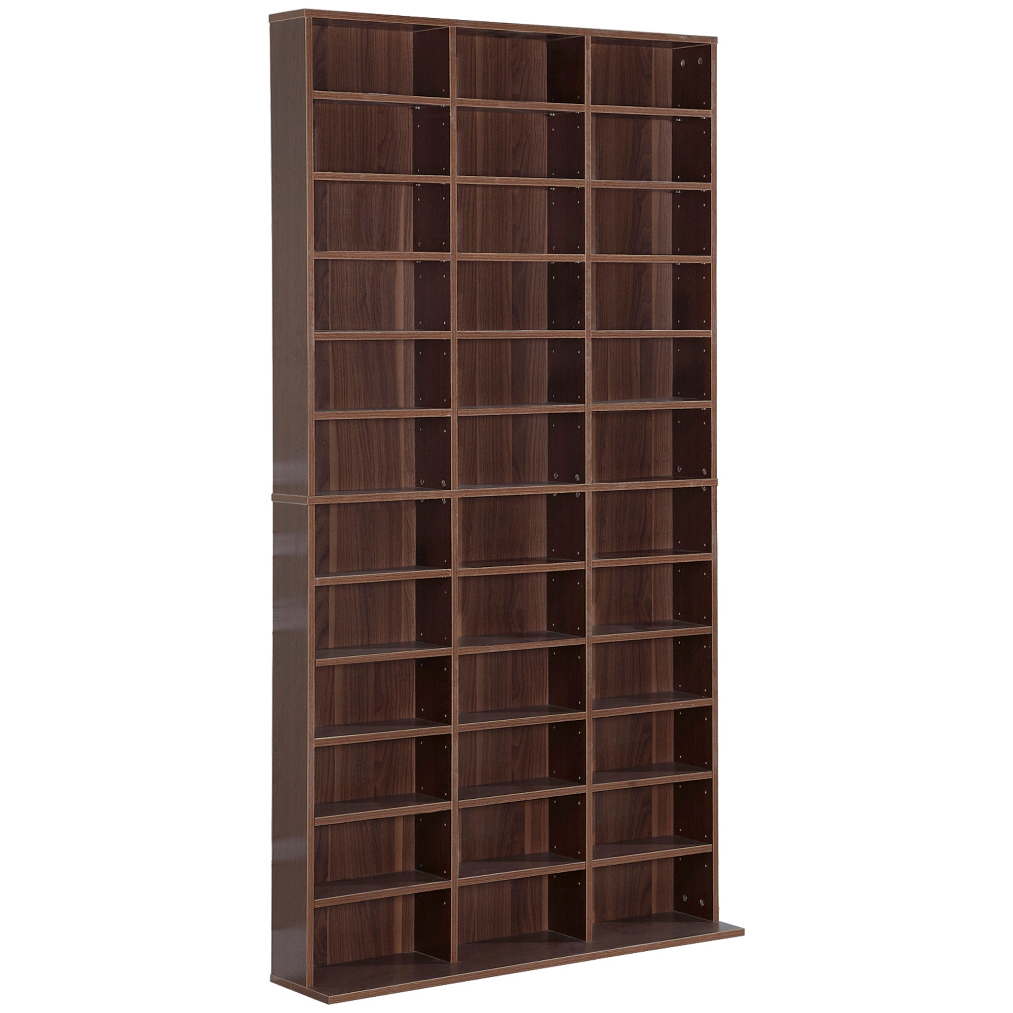 CD/DVD Storage Shelf Storage Unit for 1116 CDs 36 Height-Adjustable Compartments 102 x 24 x 195 cm Brown