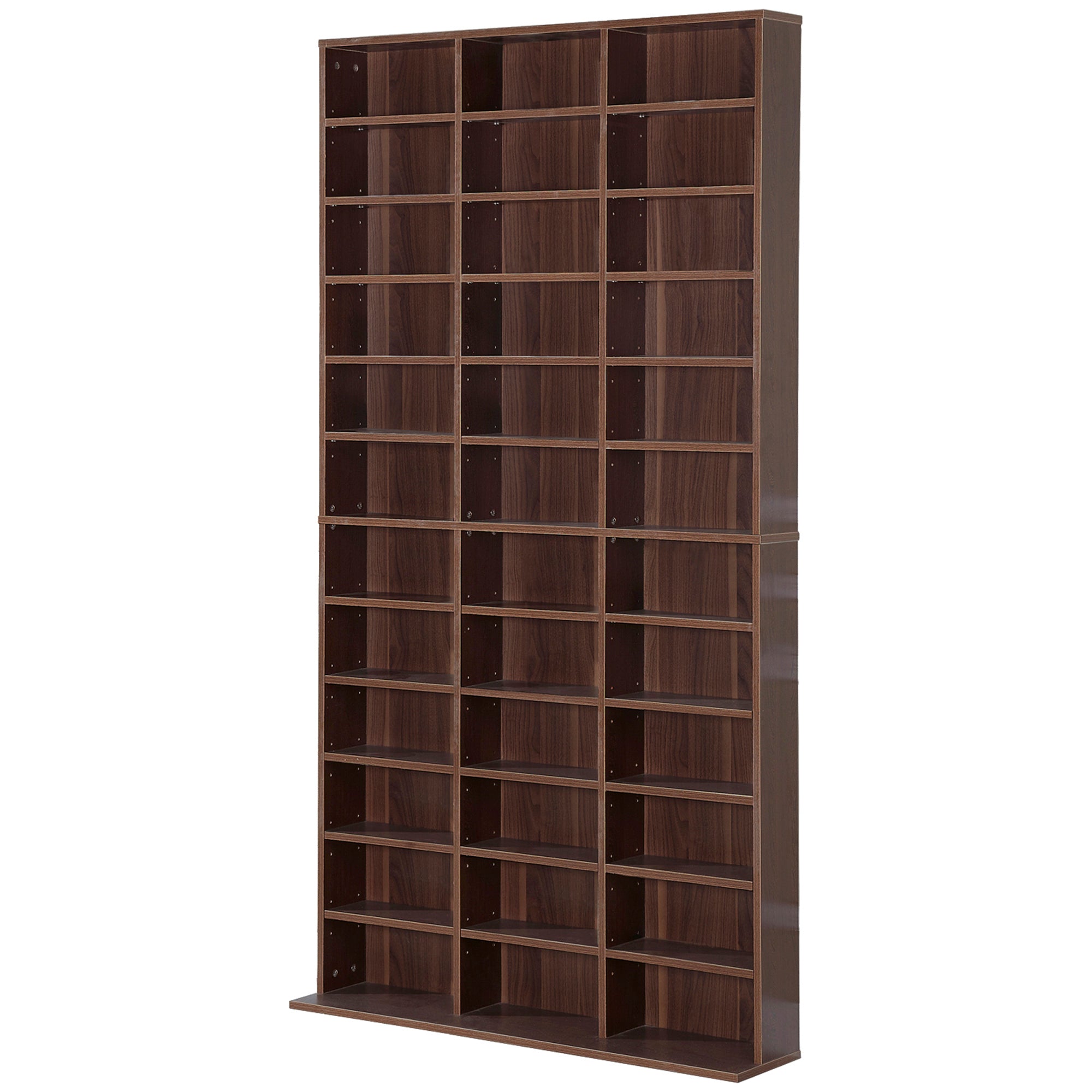 CD/DVD Storage Shelf Storage Unit for 1116 CDs 36 Height-Adjustable Compartments 102 x 24 x 195 cm Brown
