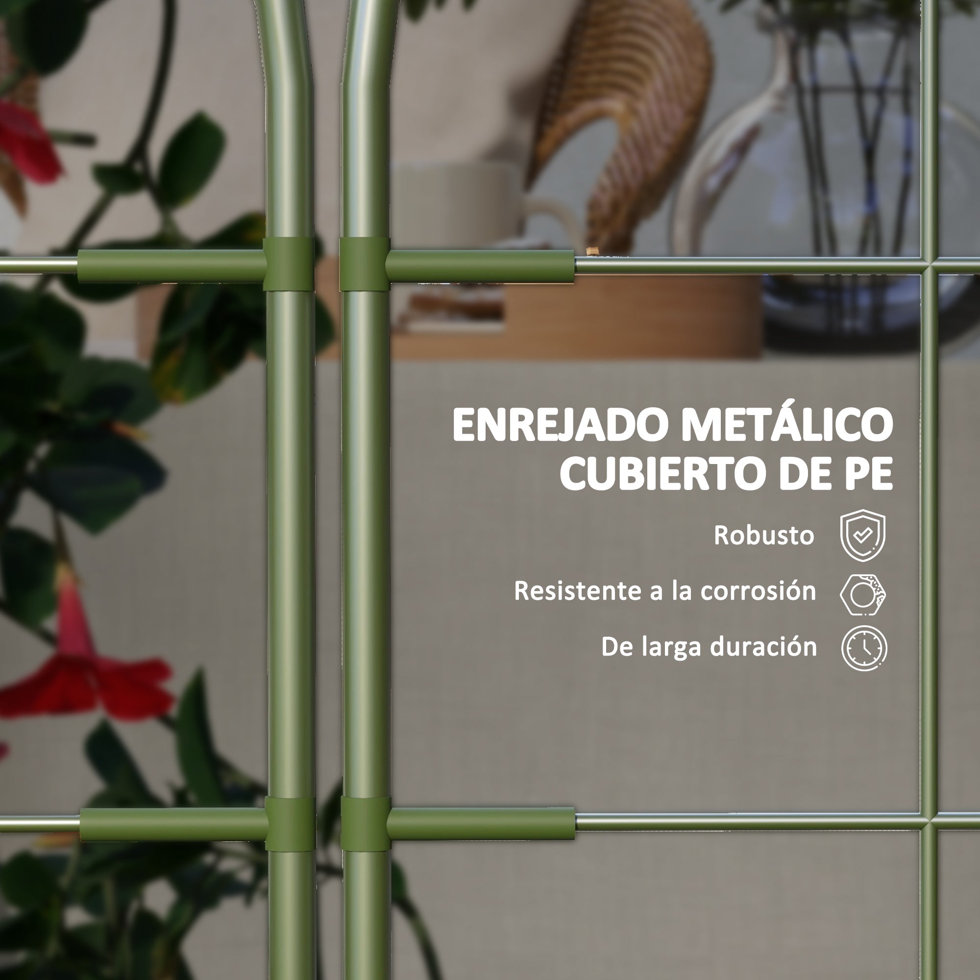 Set of 4 Garden Trellises Plant Supports with Steel Frame for Fruits Vegetables Flowers Outdoor Decoration Patio Terrace 40x90 cm Green