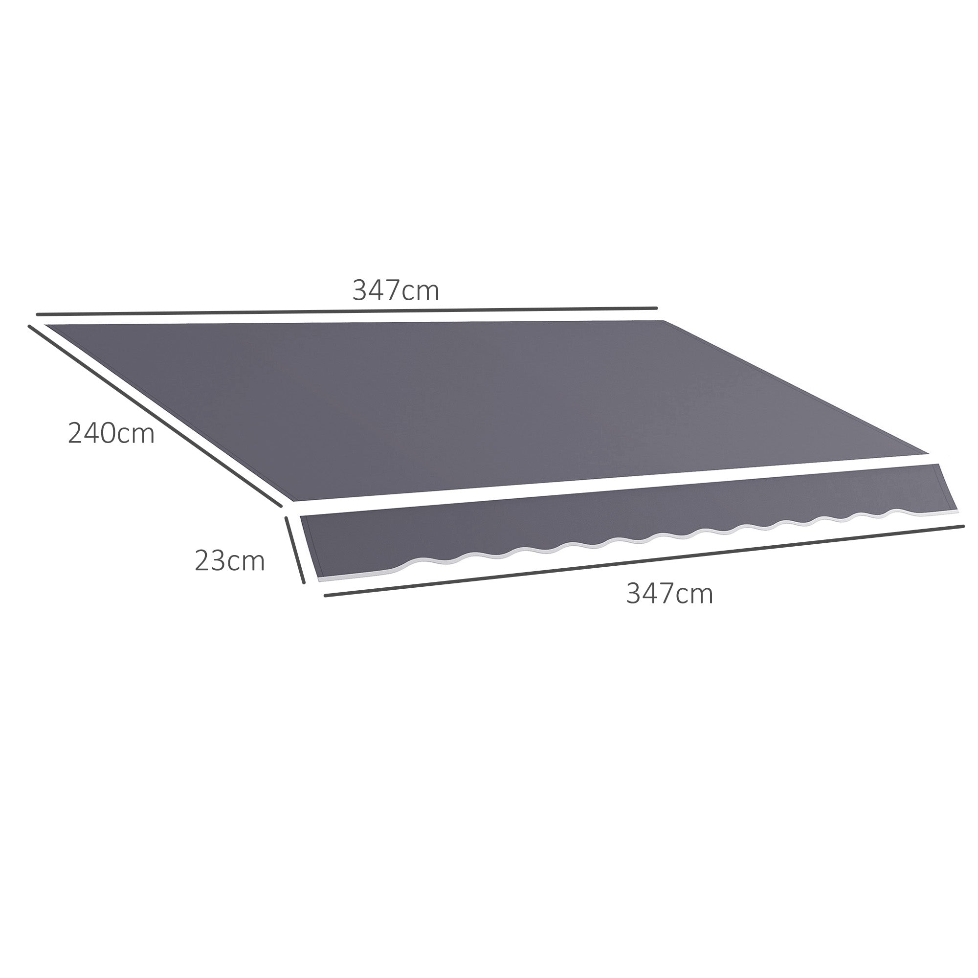 Replacement Cover for Retractable Sun Awning, Replacement Fabric for 3.6x2.5 m Arm Awning in Polyester, Anti-UV 30+, for Balcony, Patio, Terrace, Outdoor, Garden, Grey