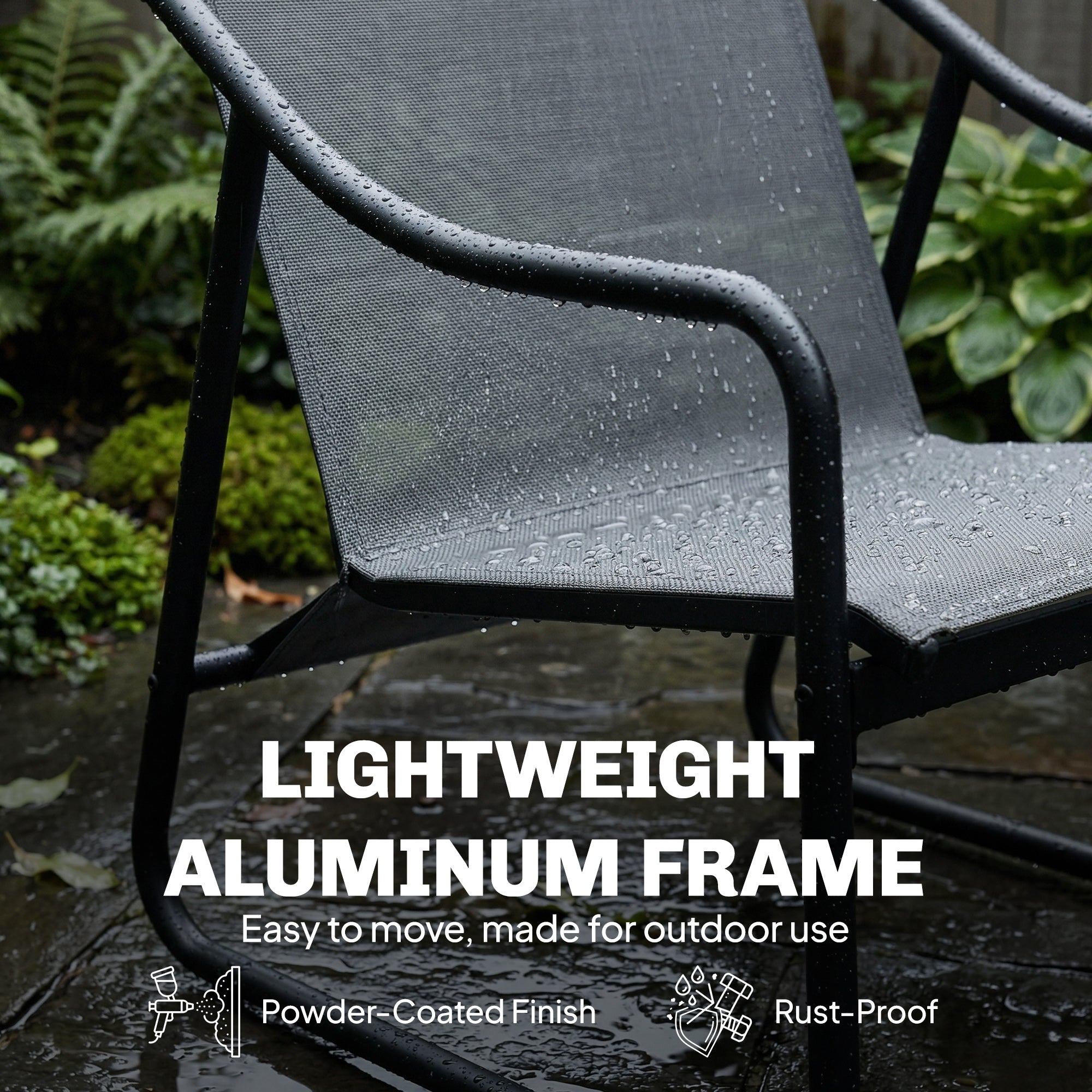 Garden Armchair Patio Lounge Chair with Removable Cushion and Armrests, Supports up to 265 lb, for Garden & Balcony — Dark Gray