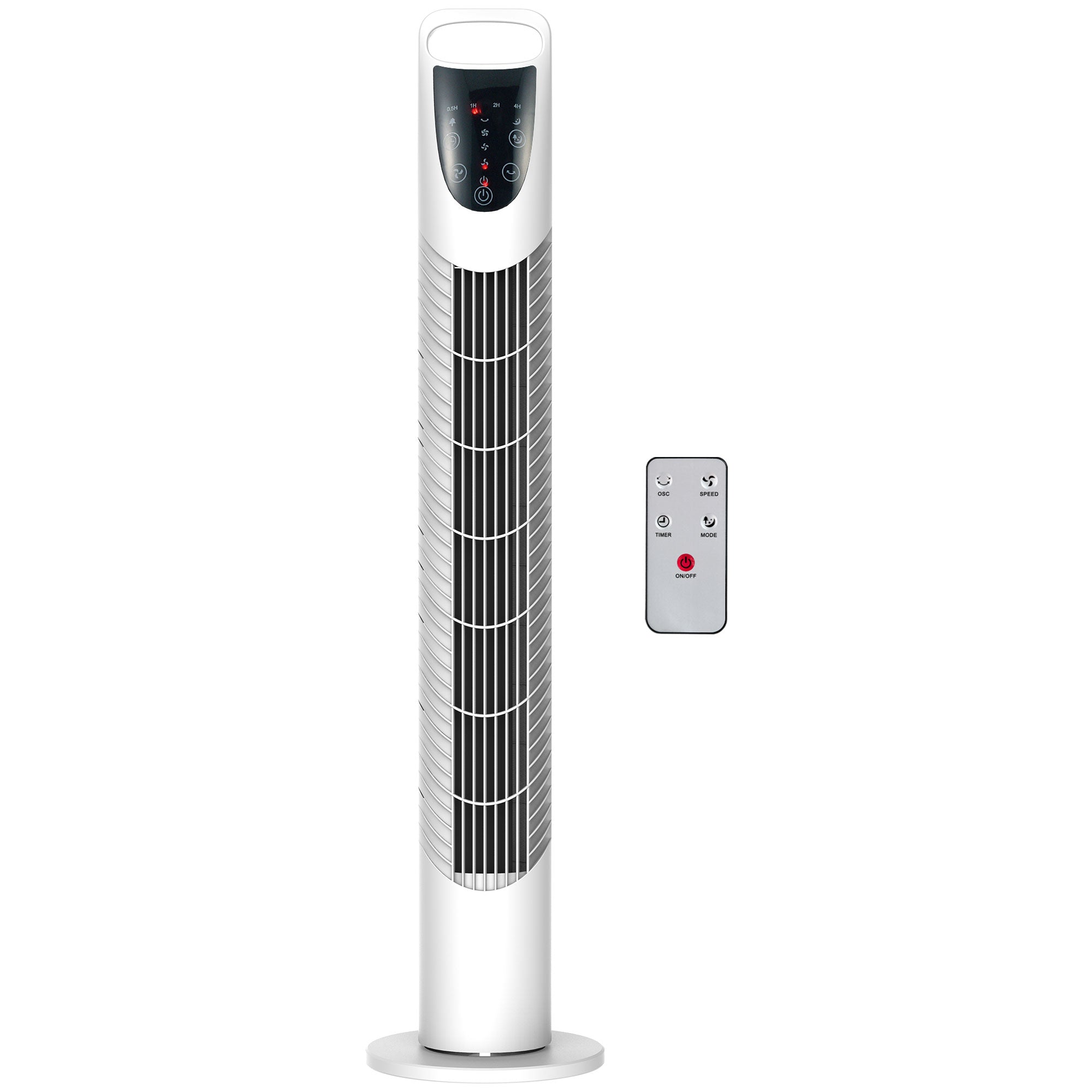 Tower Fan Vertical Fan 40W with Remote Control 3 Speeds Timer 7.5h 70° Oscillating Ø18x78.5 cm White