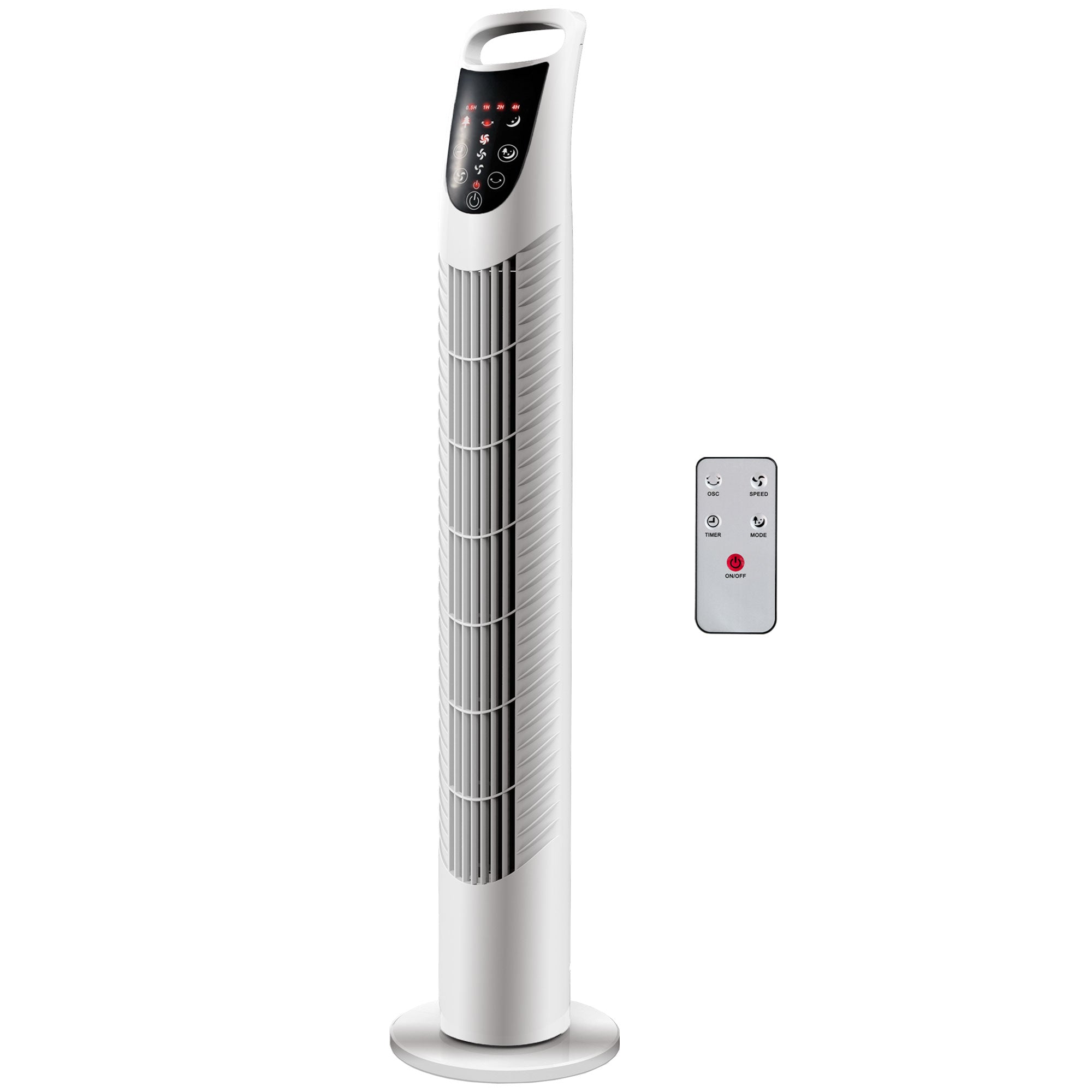 Tower Fan Vertical Fan 40W with Remote Control 3 Speeds Timer 7.5h 70° Oscillating Ø18x78.5 cm White