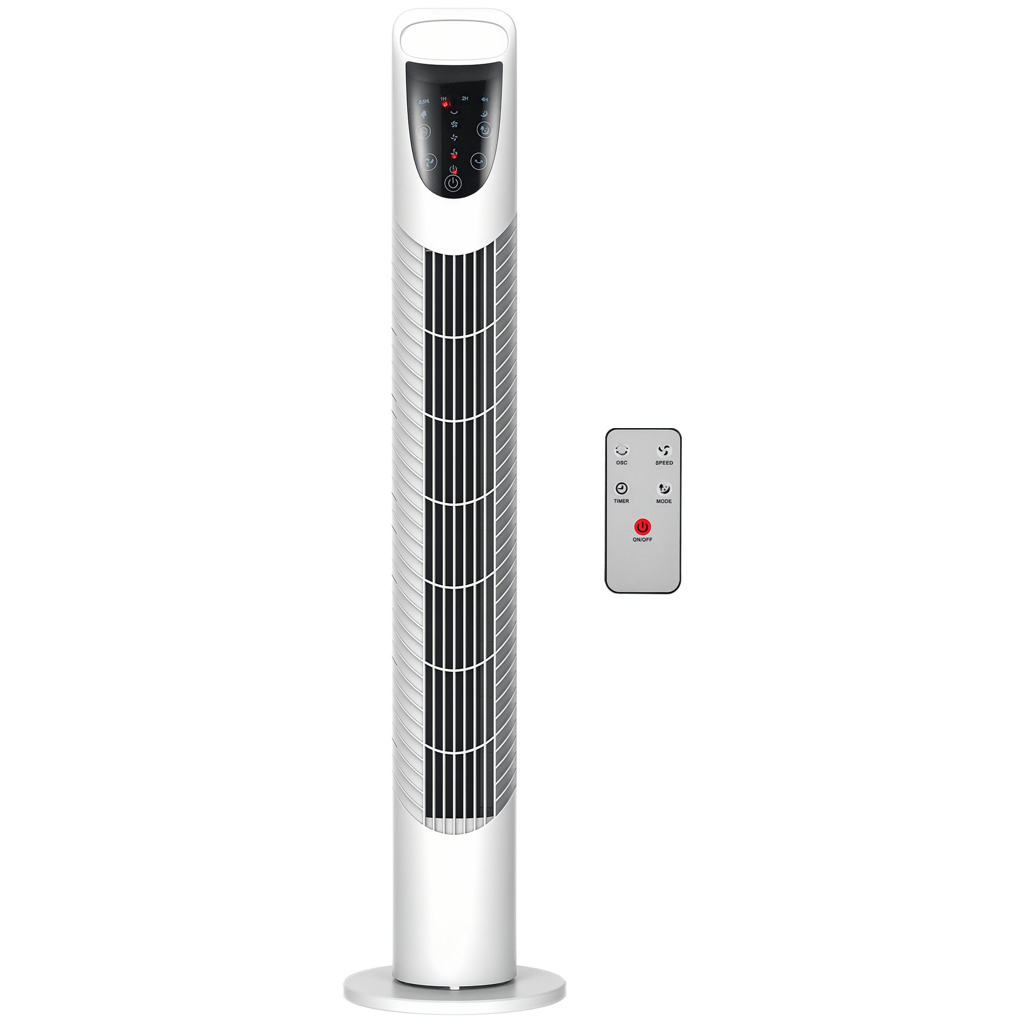 Tower Fan Vertical Fan 40W with Remote Control 3 Speeds Timer 7.5h 70° Oscillating Ø18x78.5 cm White