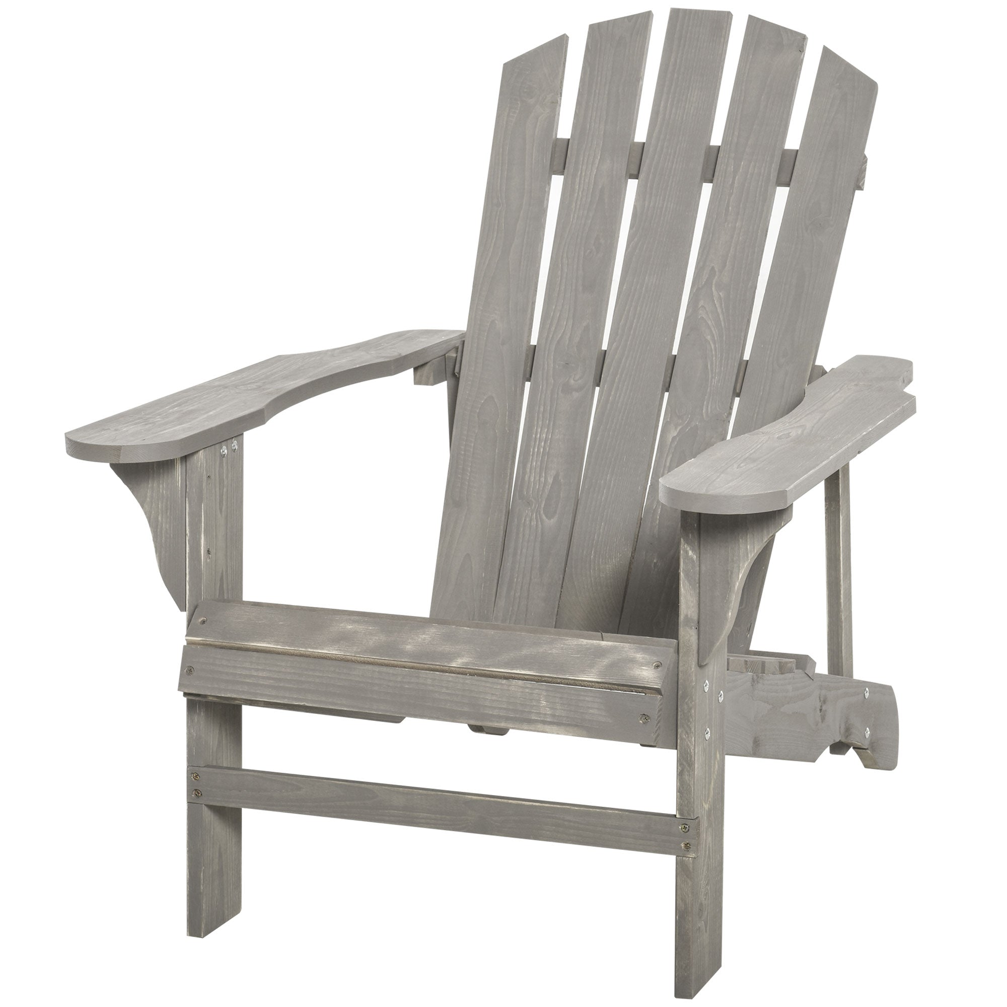 Adirondack Chair Outdoor Garden Chair Outdoor Chair 78L x 89W x 88H cm Solid Fir Wood Grey Distressed Effect for Garden, Terrace, and Balcony