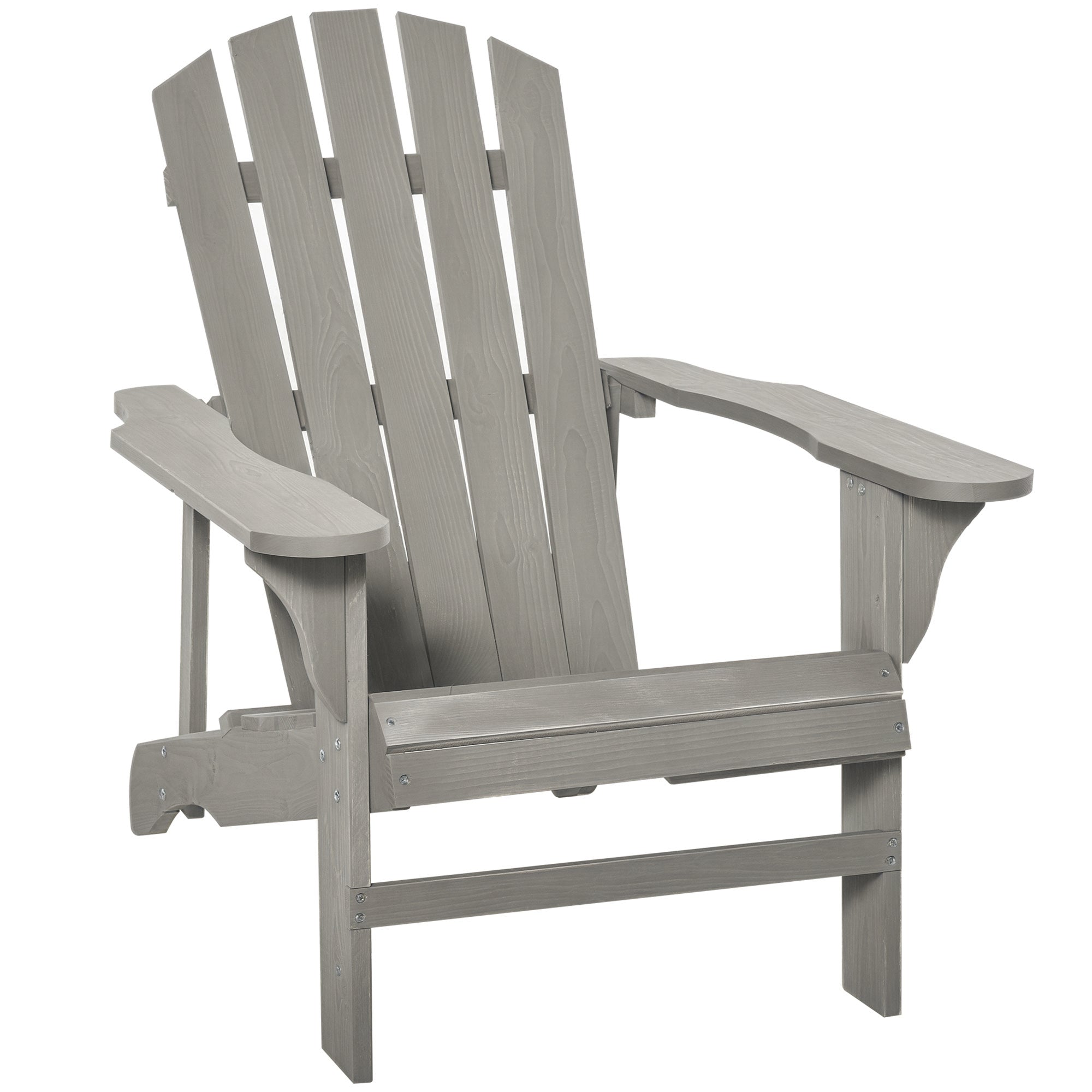 Adirondack Chair Outdoor Garden Chair Outdoor Chair 78L x 89W x 88H cm Solid Fir Wood Grey Distressed Effect for Garden, Terrace, and Balcony