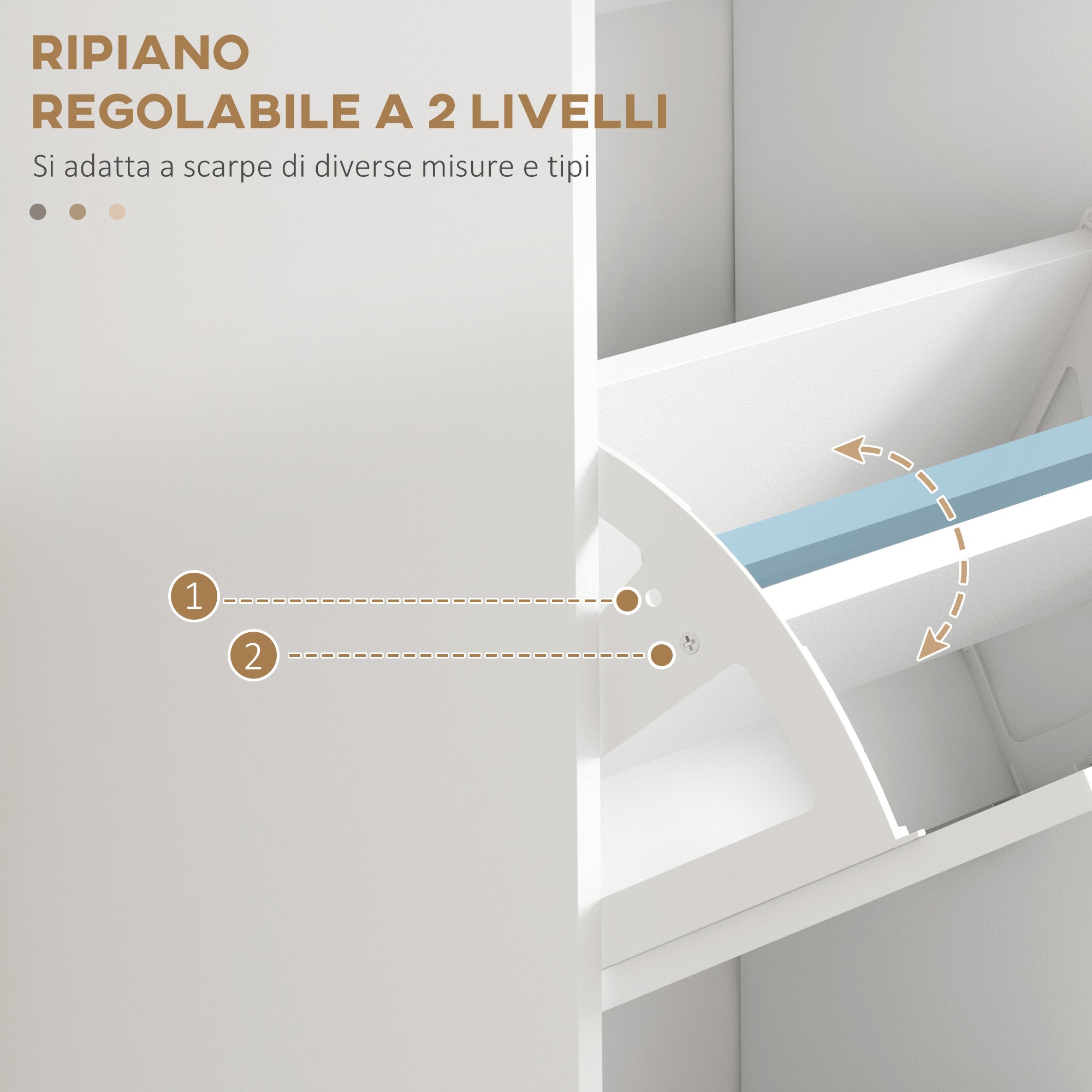 Space-Saving Shoe Cabinet with 3 Flip Drawers for 15 Pairs of Shoes, Shoe Storage Cabinet with Adjustable Shelf, 54x24x117.5 cm, White