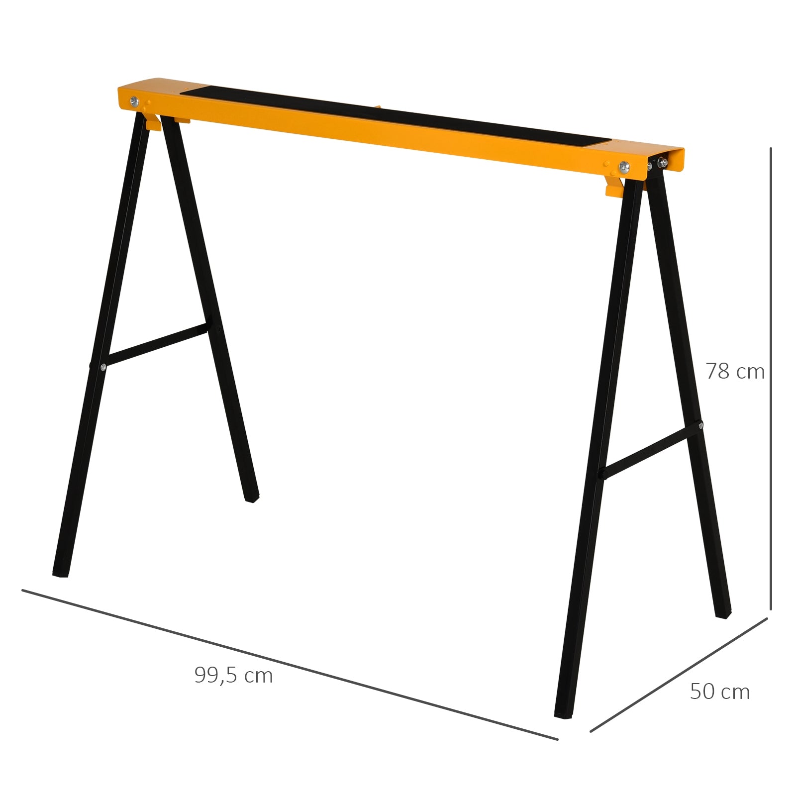 Work Bench, Sawhorse, Support Stand, Foldable, Non-slip, Steel, Orange, Black, 99.5 x 50 x 78 cm, Weight Capacity 125 kg