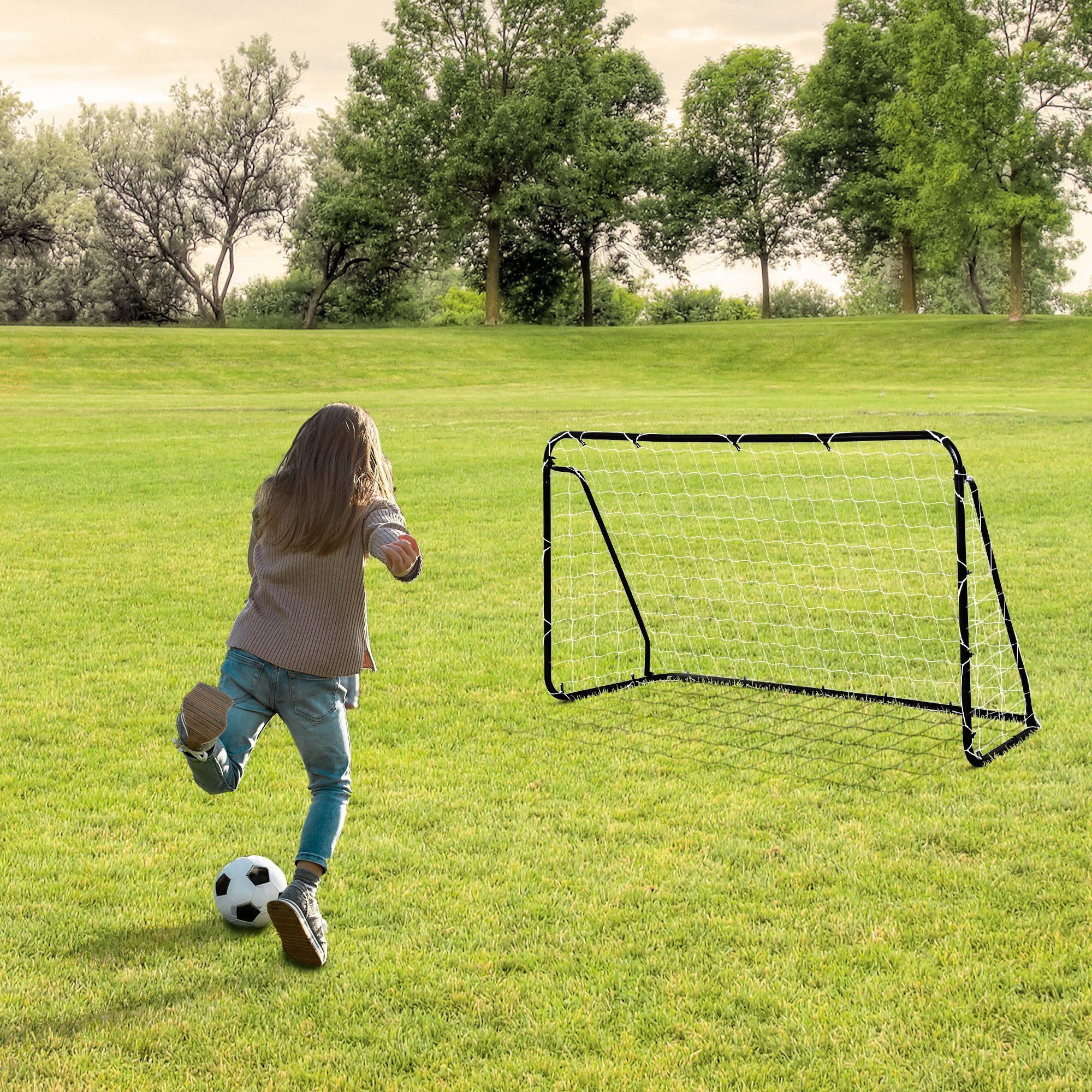Football Goal - Soccer Goal - Training Goal dimensions 203L x 81W x 120H cm - black epoxy polyester metal frame - included pegs - black