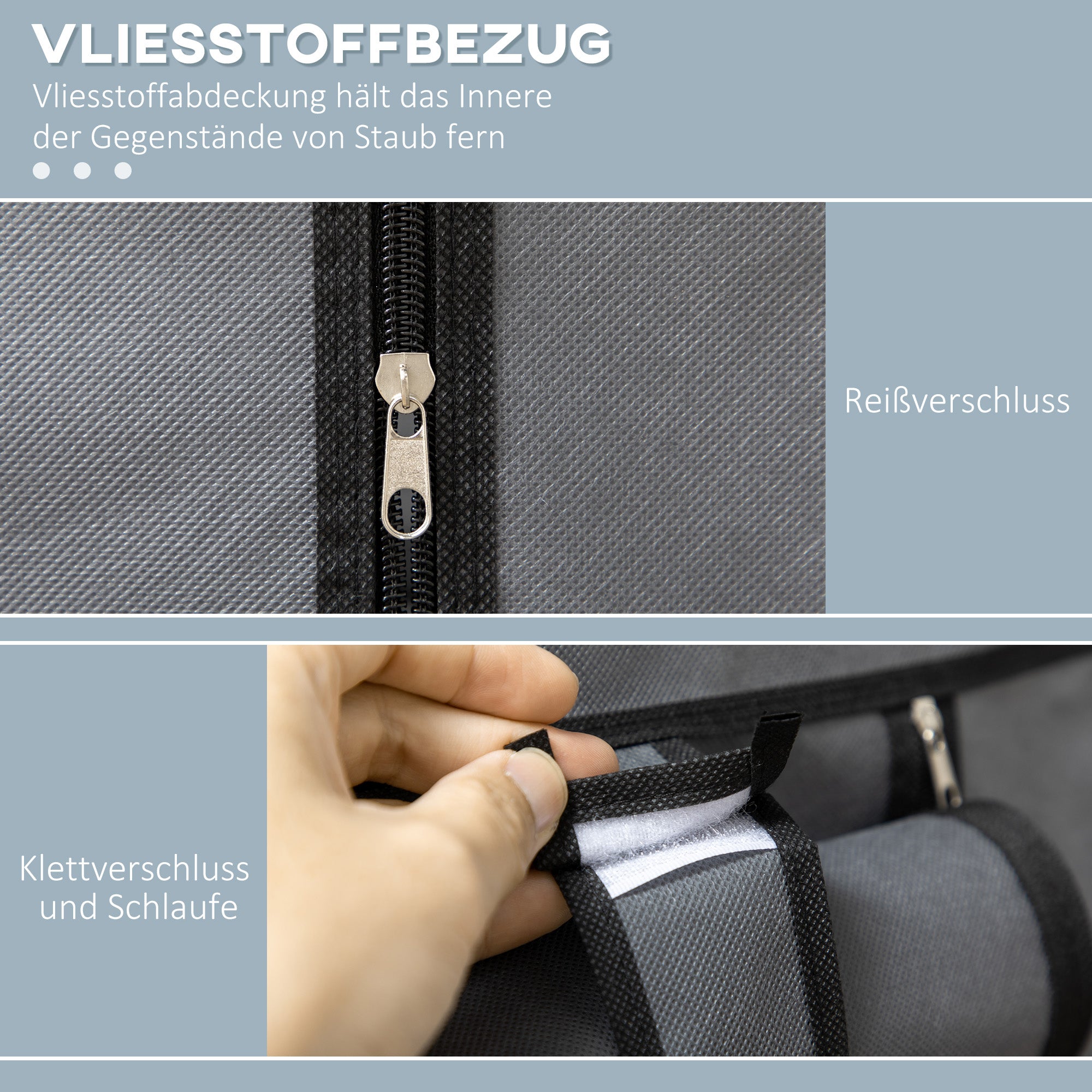 Fabric Wardrobe with 6 Shelves, Clothes Rail, Zipper Wardrobe for Dressing Room Bedroom, 103 x 43 x 162.5 cm, Dark Gray