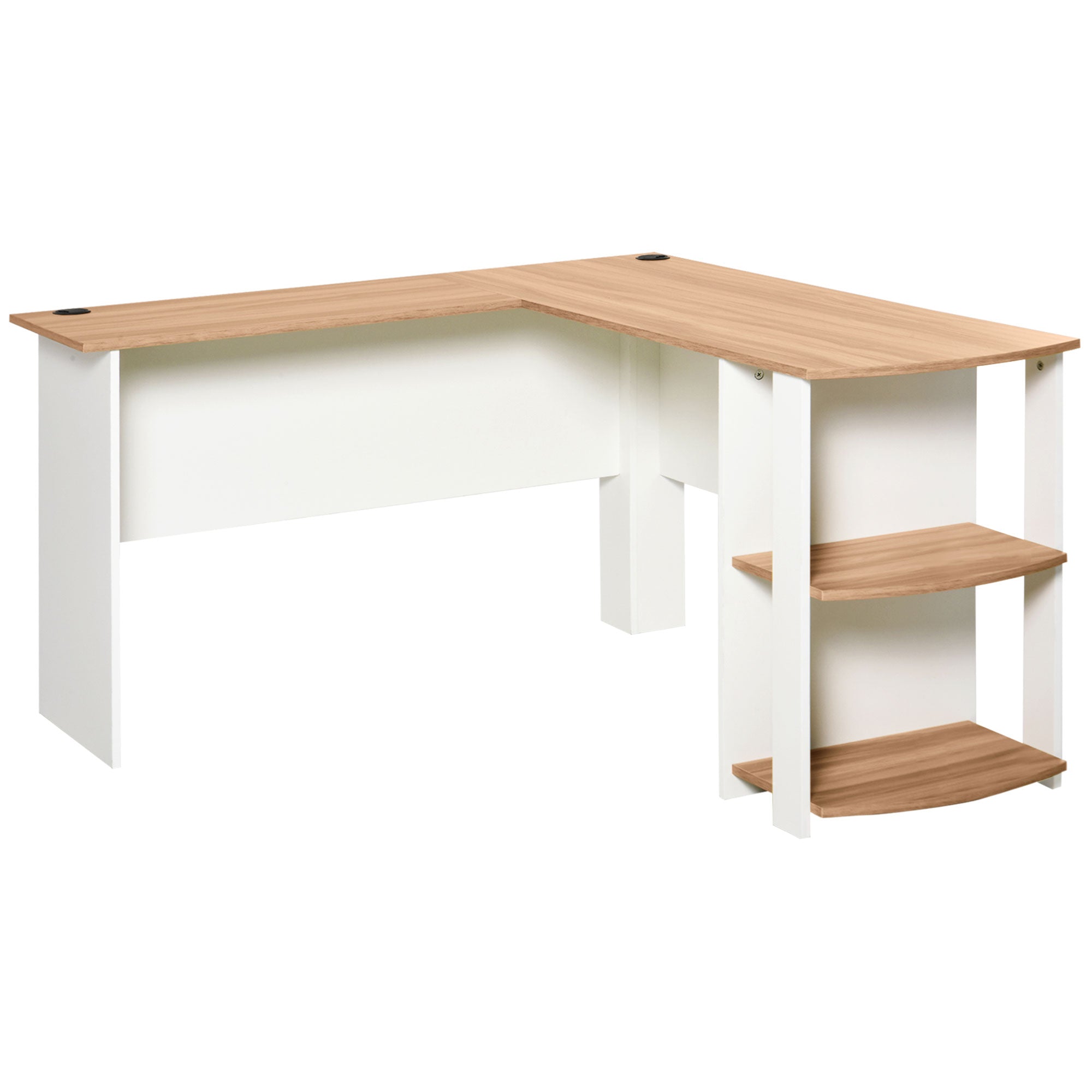 PC Computer Desk with Shelves for Office Home L-Shaped Corner 136x130x72cm Wood