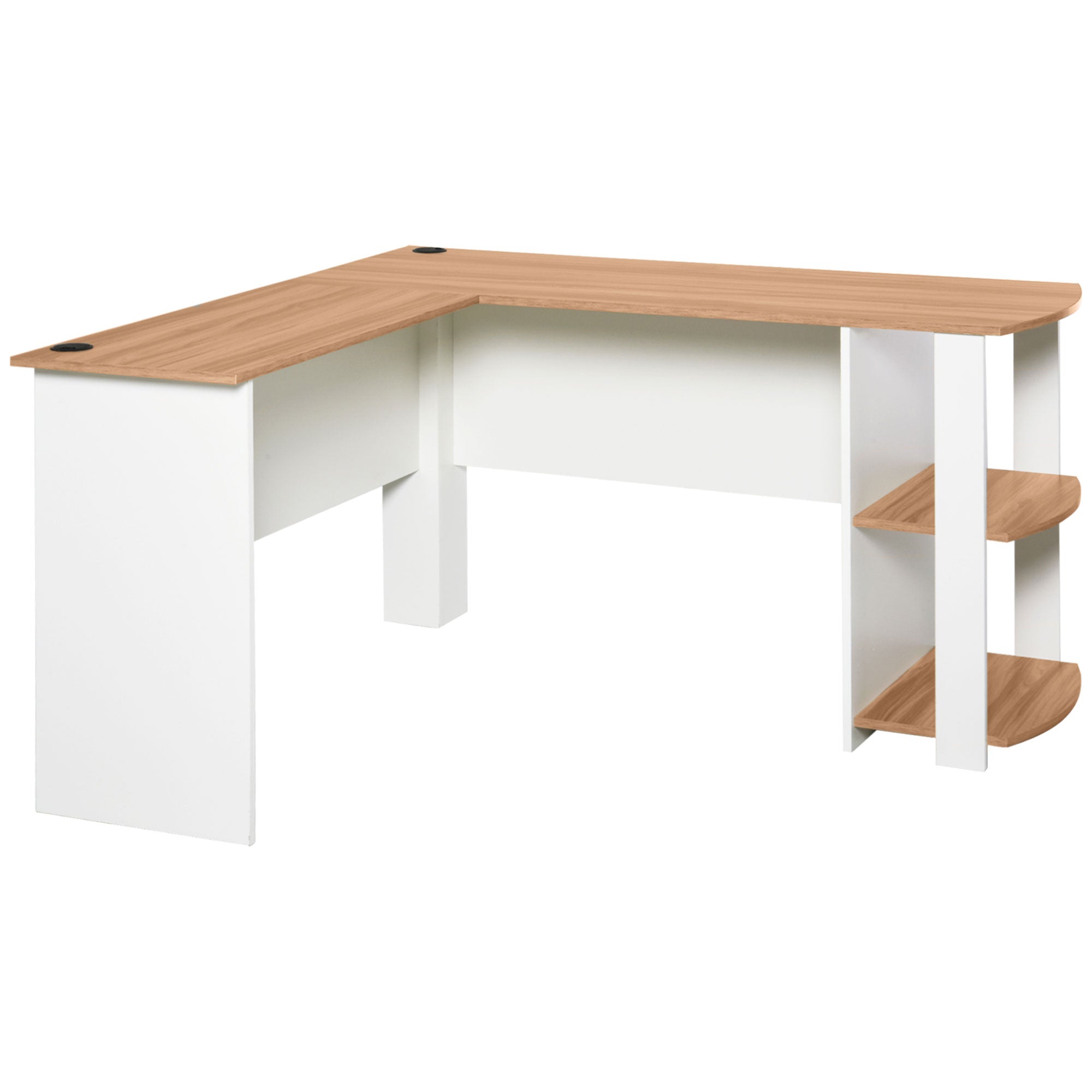 PC Computer Desk with Shelves for Office Home L-Shaped Corner 136x130x72cm Wood