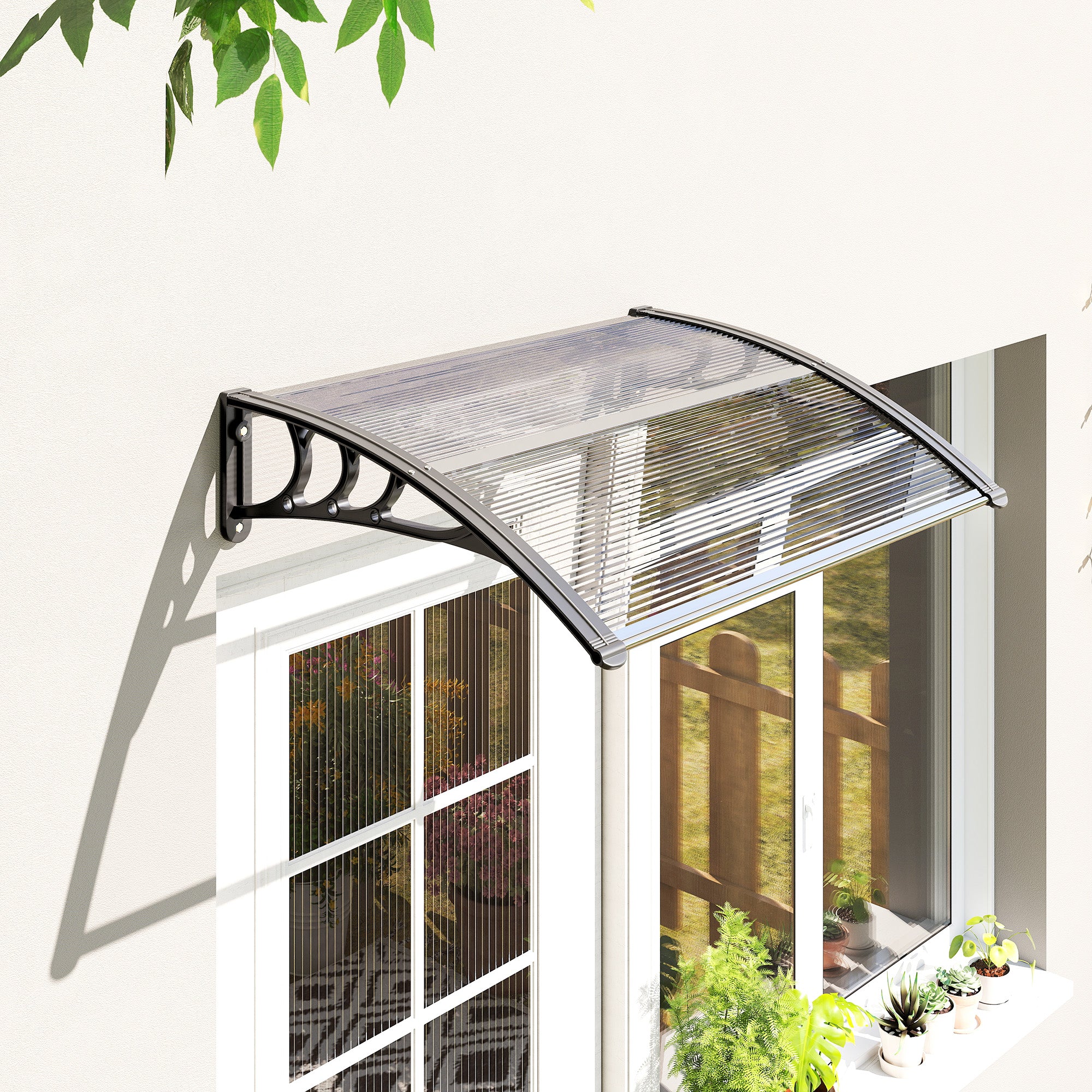 Door Canopy Front Door Canopy 100 x 75 cm Lean-to Canopy Polycarbonate Transparent