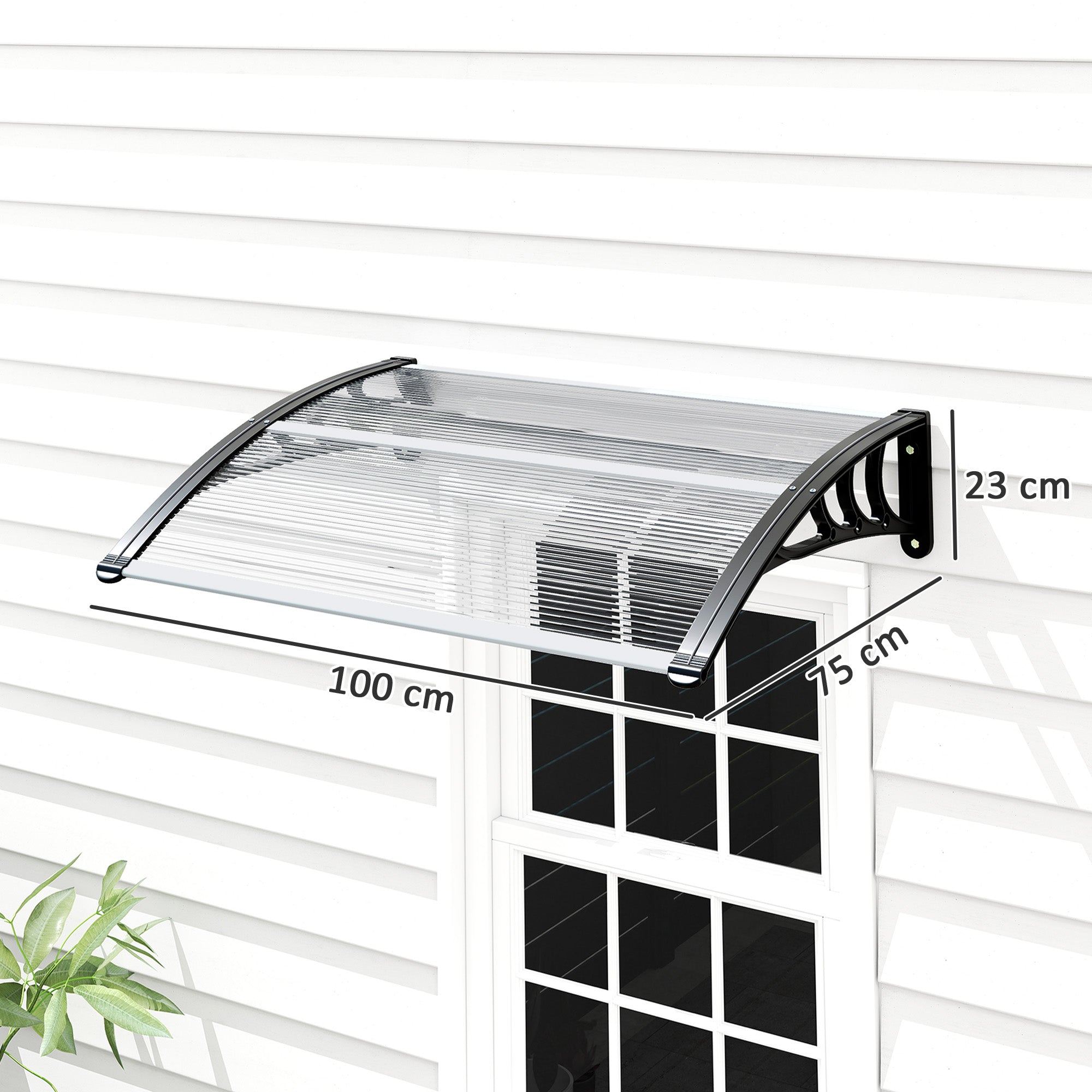 Door Canopy Front Door Canopy 100 x 75 cm Lean-to Canopy Polycarbonate Transparent