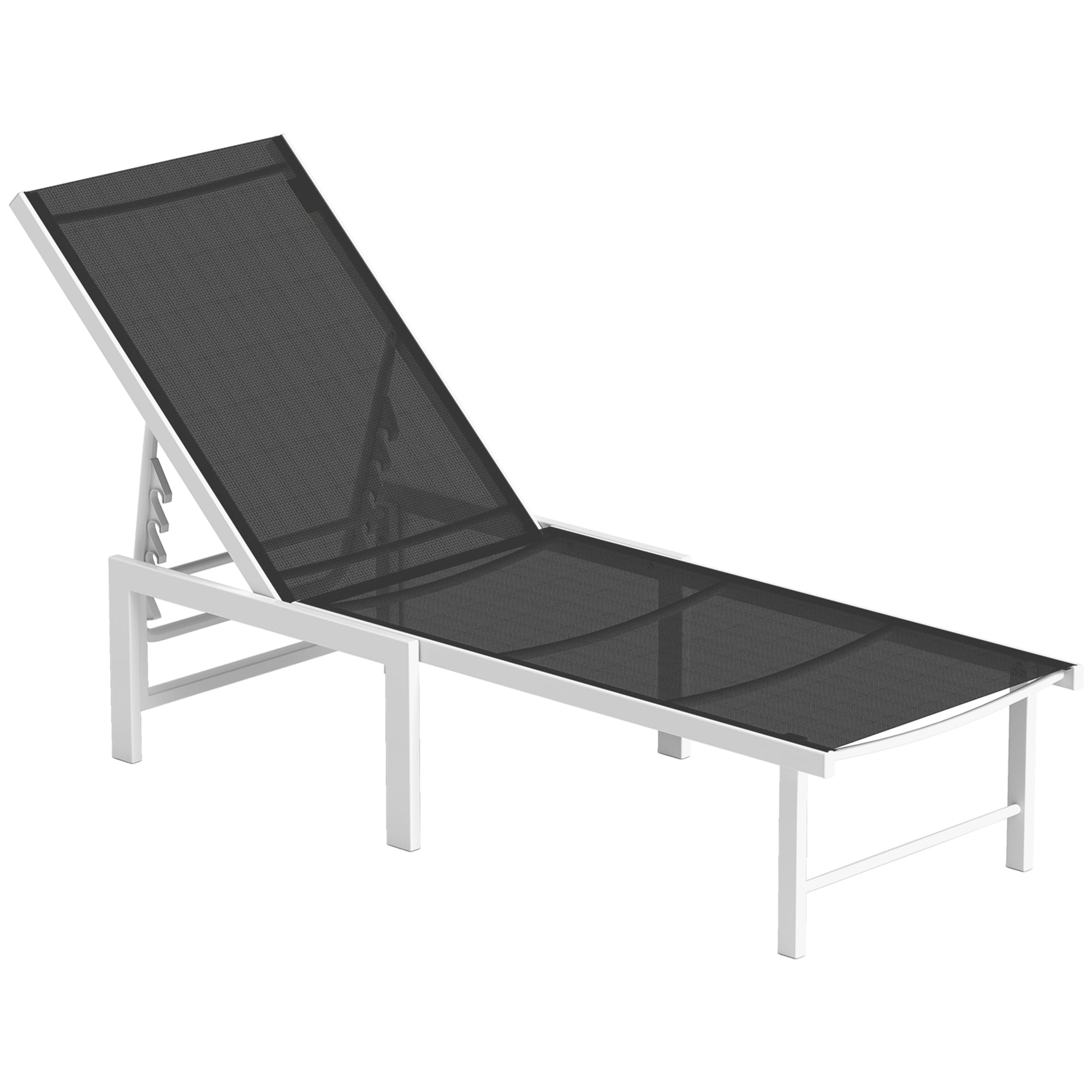 Sun Lounger with Adjustable 5-Level Backrest, Garden Sun Lounger with Breathable Steel and 550g/m² Textilene Seat, for Beach, Pool, and Garden, 60x166x84 cm, Gray