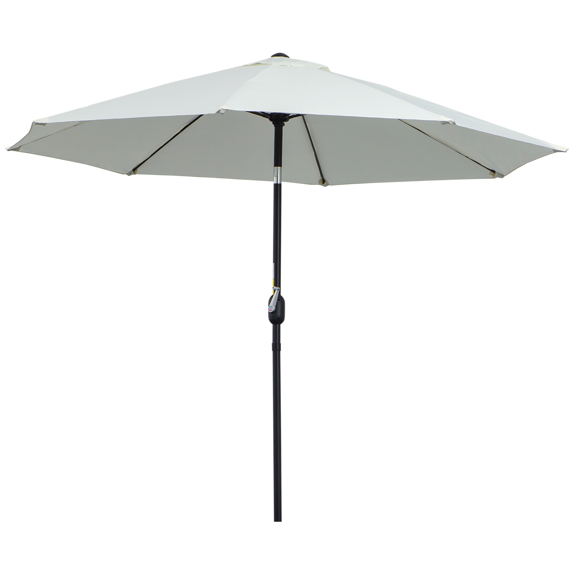 Garden Umbrella Tilted on 3 Angles with Crank, Outdoor Umbrella with 8 Aluminum Ribs and 180g/㎡ Polyester, for Yard, Terrace, and Balcony, Cream