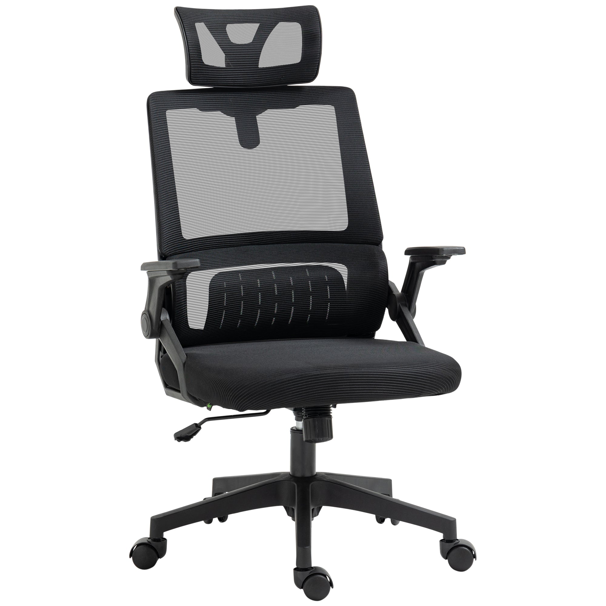 Ergonomic Office Chair, Desk Chair with Adjustable Headrest, Height-Adjustable Armrest Computer Chair with Tilt Function, Lumbar Support, Mesh, Black