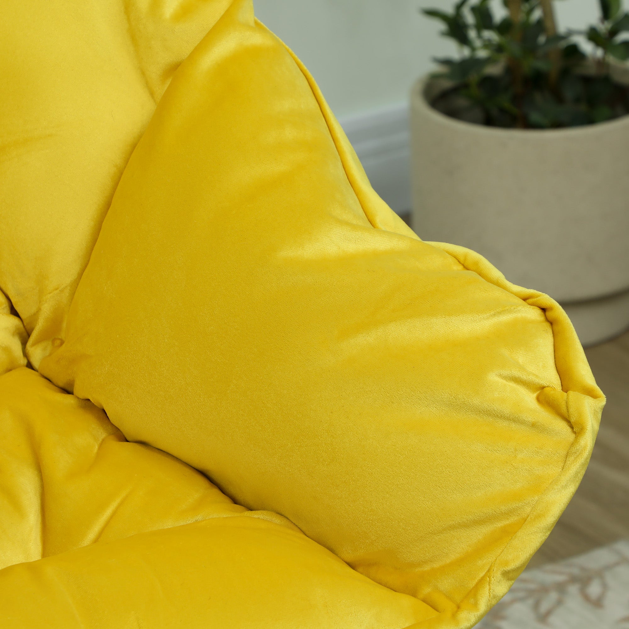 Living Room Armchair with Ottoman Relax Chair for Bedroom with Side Pockets and Steel Legs for Living Room Yellow