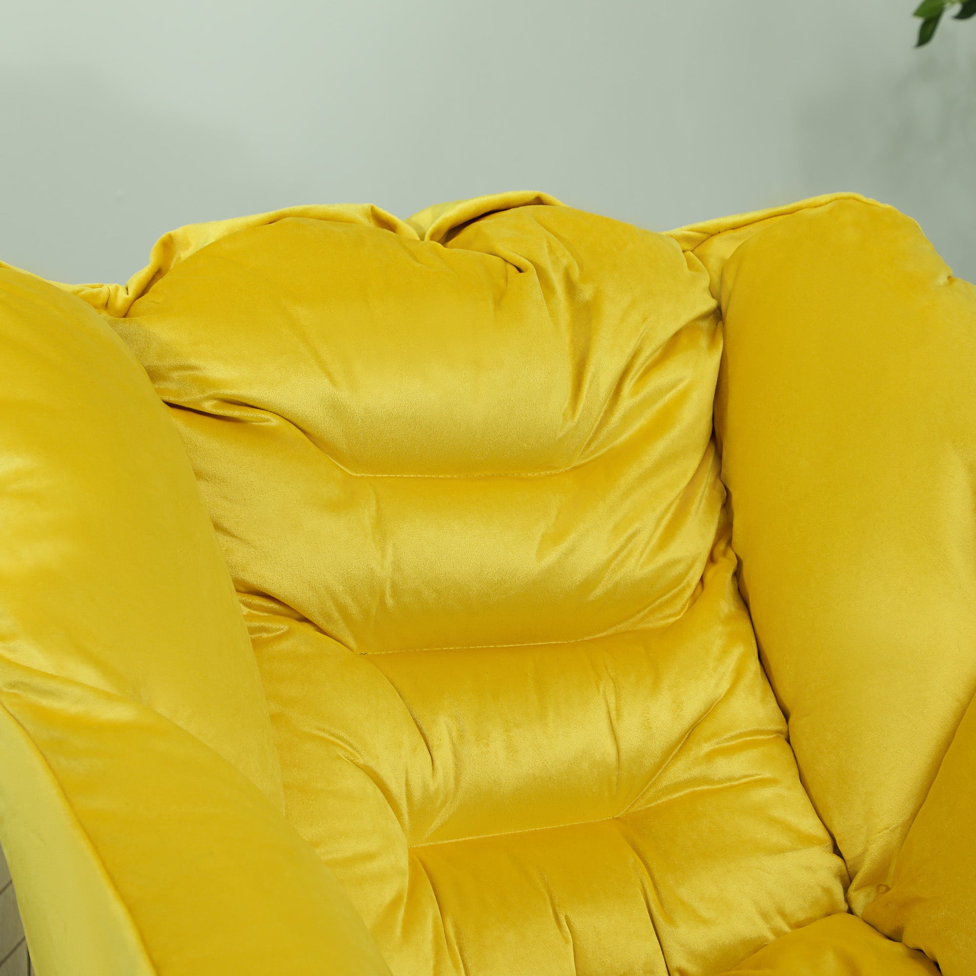 Living Room Armchair with Ottoman Relax Chair for Bedroom with Side Pockets and Steel Legs for Living Room Yellow