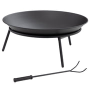 Outdoor Fire Pit Garden Metal Fire Pit with Poker for Bonfires Terrace Camping Outdoor Ø47x21 cm Black