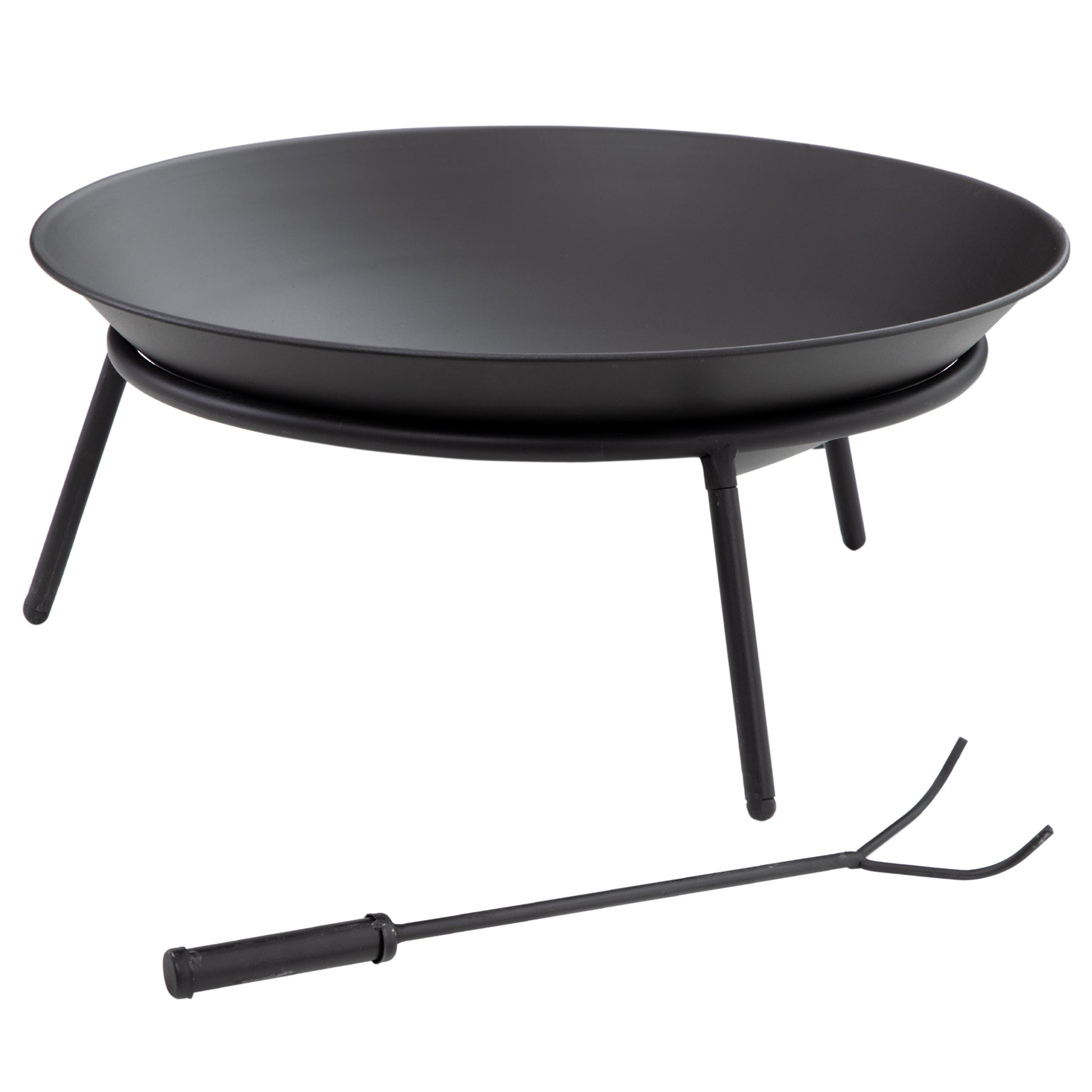 Outdoor Fire Pit Garden Metal Fire Pit with Poker for Bonfires Terrace Camping Outdoor Ø47x21 cm Black