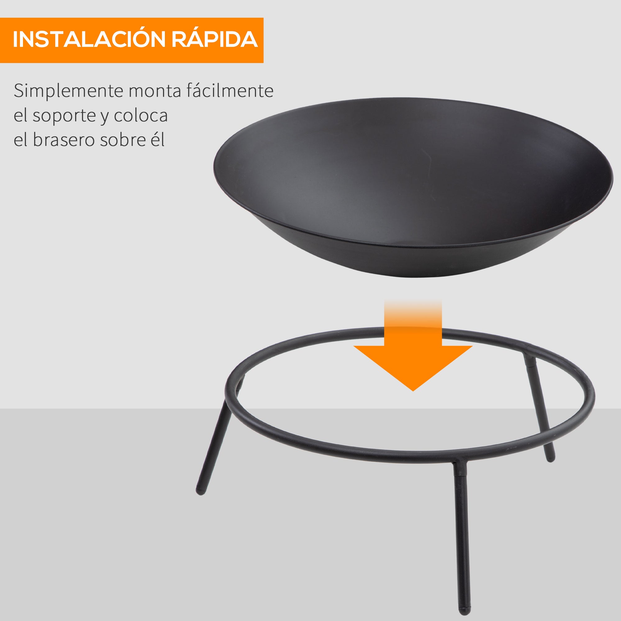 Outdoor Fire Pit Garden Metal Fire Pit with Poker for Bonfires Terrace Camping Outdoor Ø47x21 cm Black