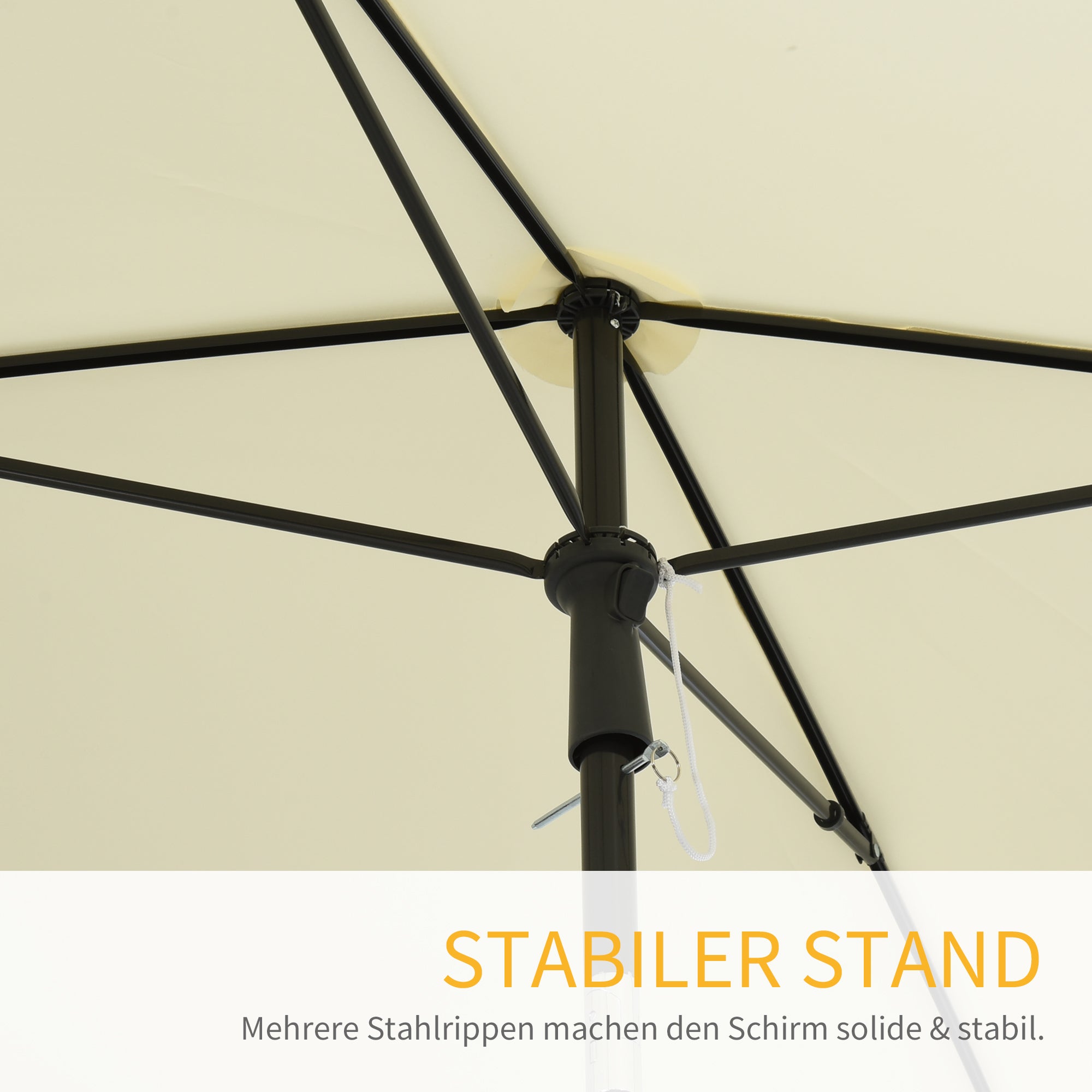 Parasol Beach Umbrella Garden Umbrella Umbrella Balcony Sun Protection Adjustable Cream White