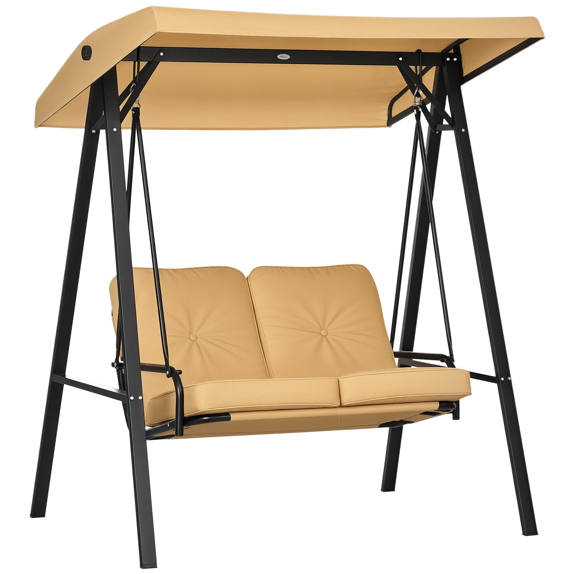 3-Seater Hollywood Swing Bed with Adjustable Sun Canopy, Swing Bench Supports up to 220kg, Garden Bed for Garden, Patio, 138 x 106 x 174 cm, Beige