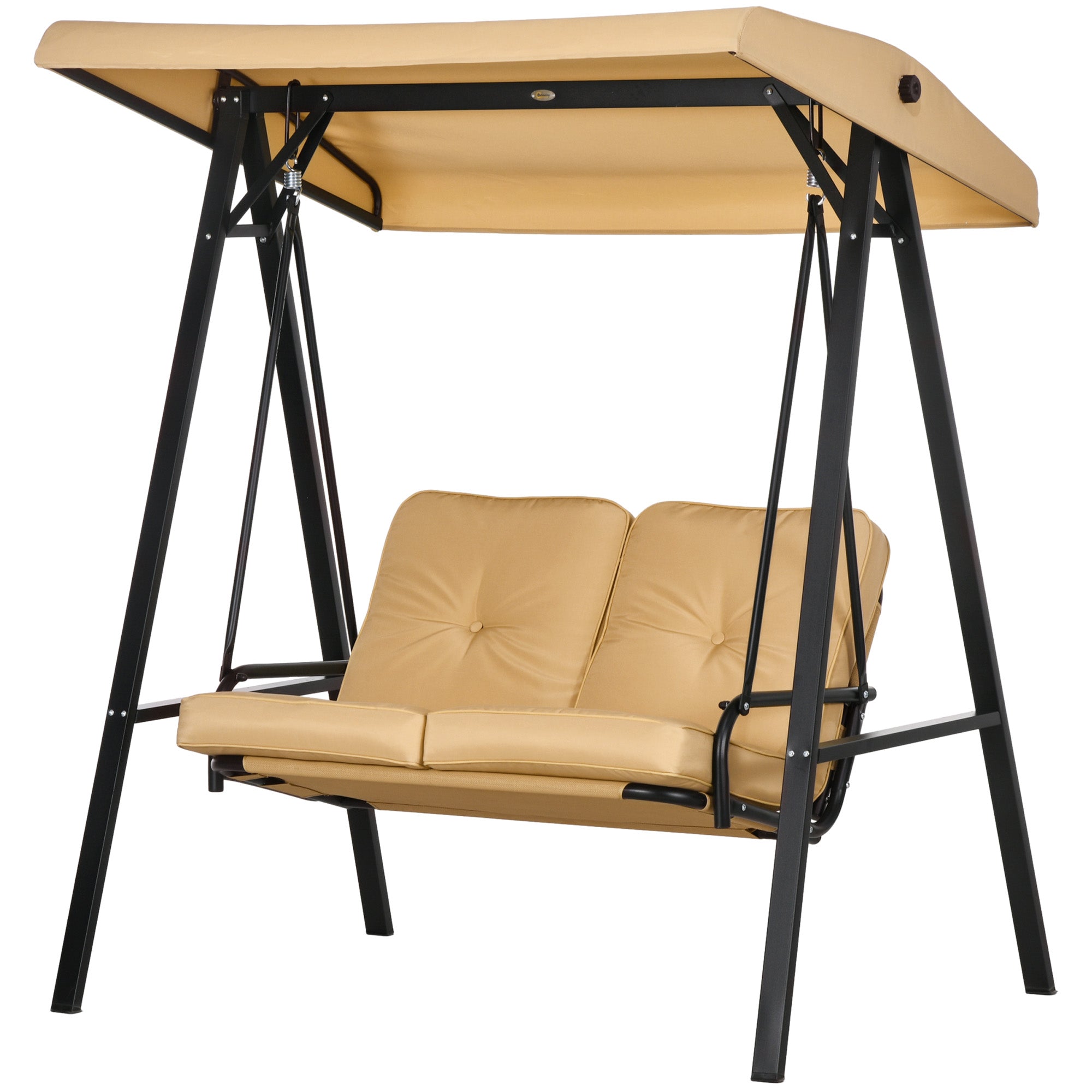3-Seater Hollywood Swing Bed with Adjustable Sun Canopy, Swing Bench Supports up to 220kg, Garden Bed for Garden, Patio, 138 x 106 x 174 cm, Beige