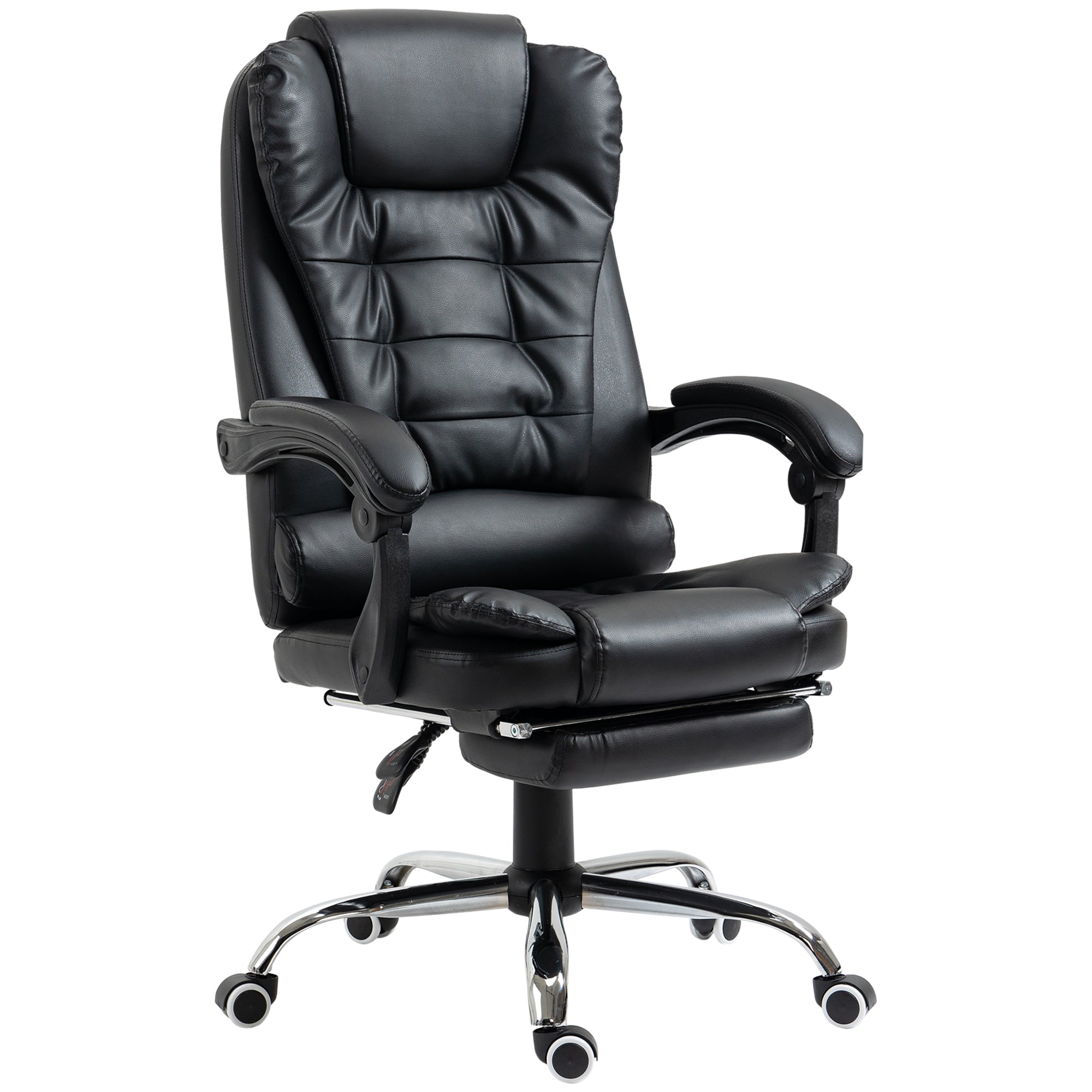 Office Chair Executive Chair with Footrest, Desk Chair with Tilt Function, Height Adjustable Computer Chair with Armrest, Swivel Chair for Office, Faux Leather, Black