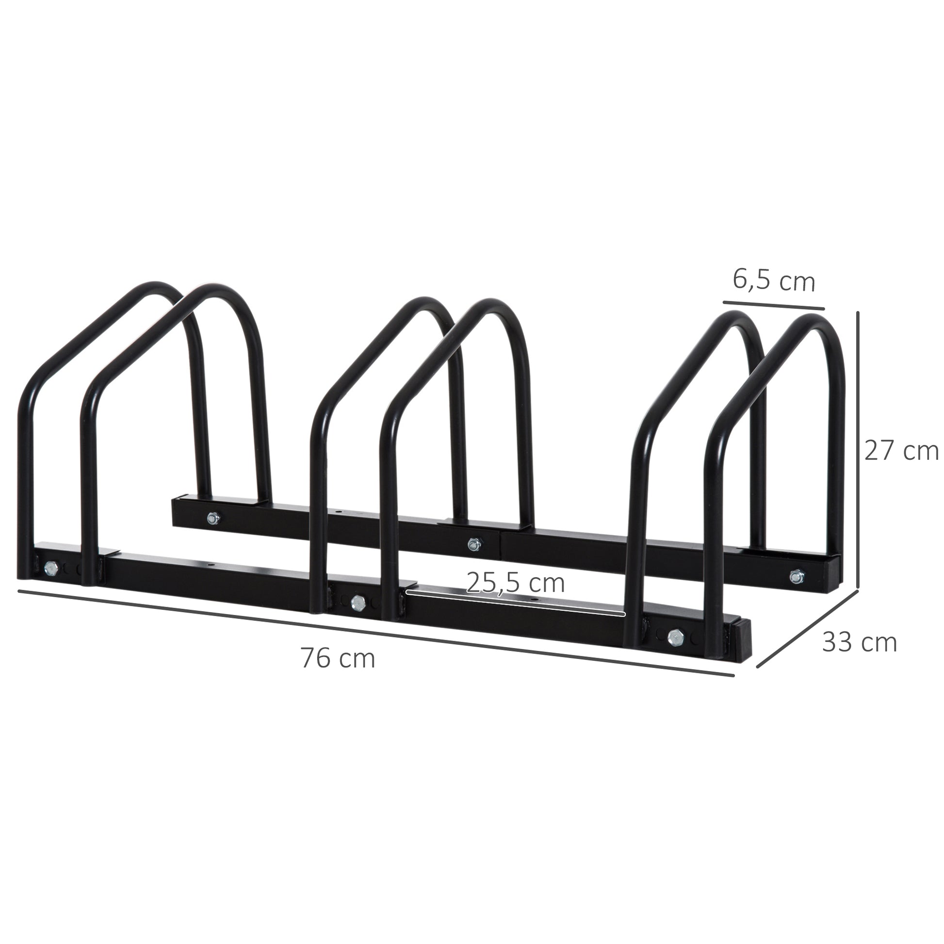 Bike Parking Rack Steel Stand for Parking Bikes on Ground or Wall Indoor and Outdoor Parking 76x33x27 cm Black