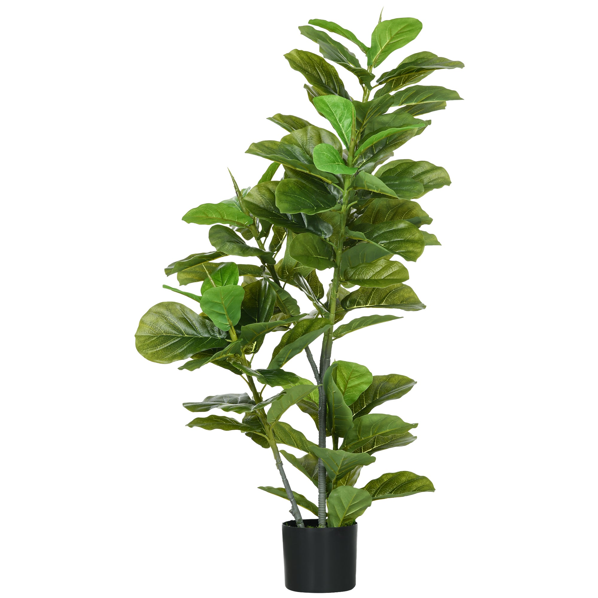 Decorative Artificial Plant 110x15 cm Artificial Ficus Tree with 90 Leaves and Pot for Interior Decoration for Living Room Office Green