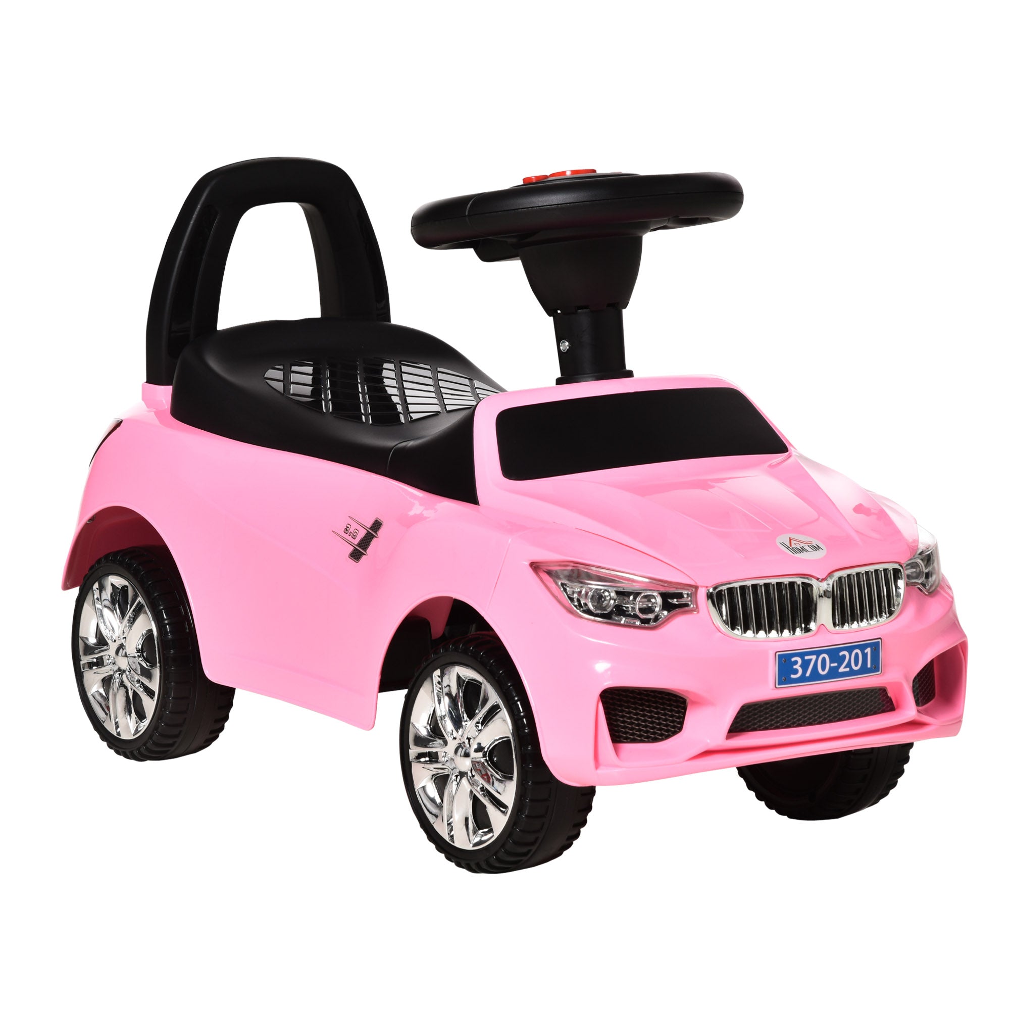 Ride-On Car for Kids 18-36 Months Walker Ride-On with Headlights Music Horn Steering Wheel Storage Space and Push Handle 63.5x28x36 cm Pink