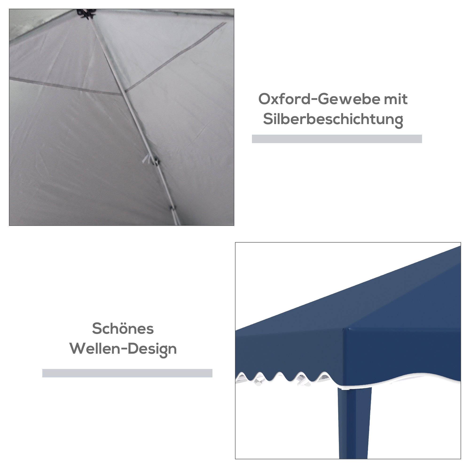 Folding Pavilion Pavilion 3 x 3 m Garden Pavilion Foldable Party Tent Adjustable Height Gazebo with Carrying Bag UV Protection Steel Oxford Blue